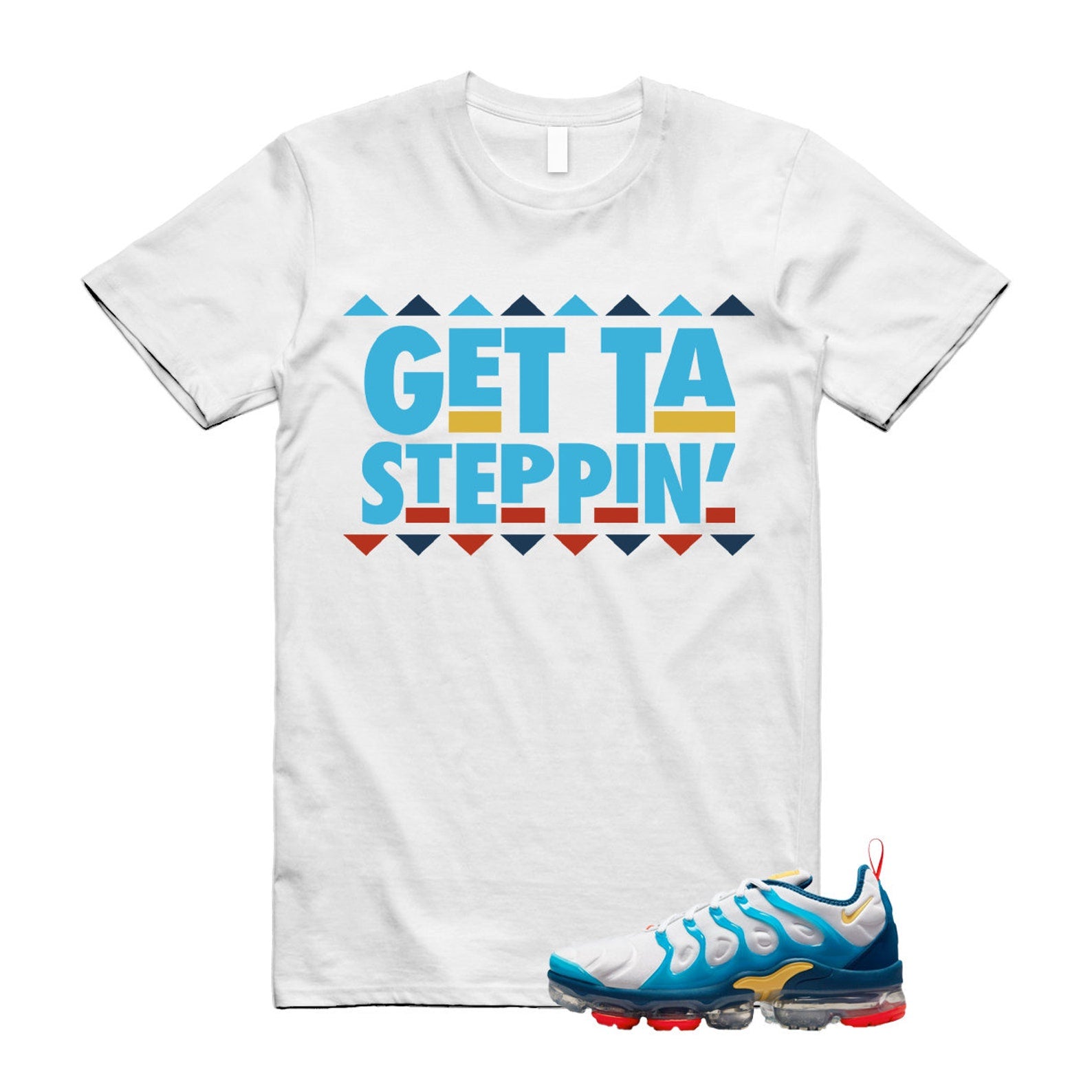 GET T Shirt to match N Air VaporMax Plus White Citron Pulse Industrial Blue ,FJ3999-100 T-Shirt, Sneaker Match Tee