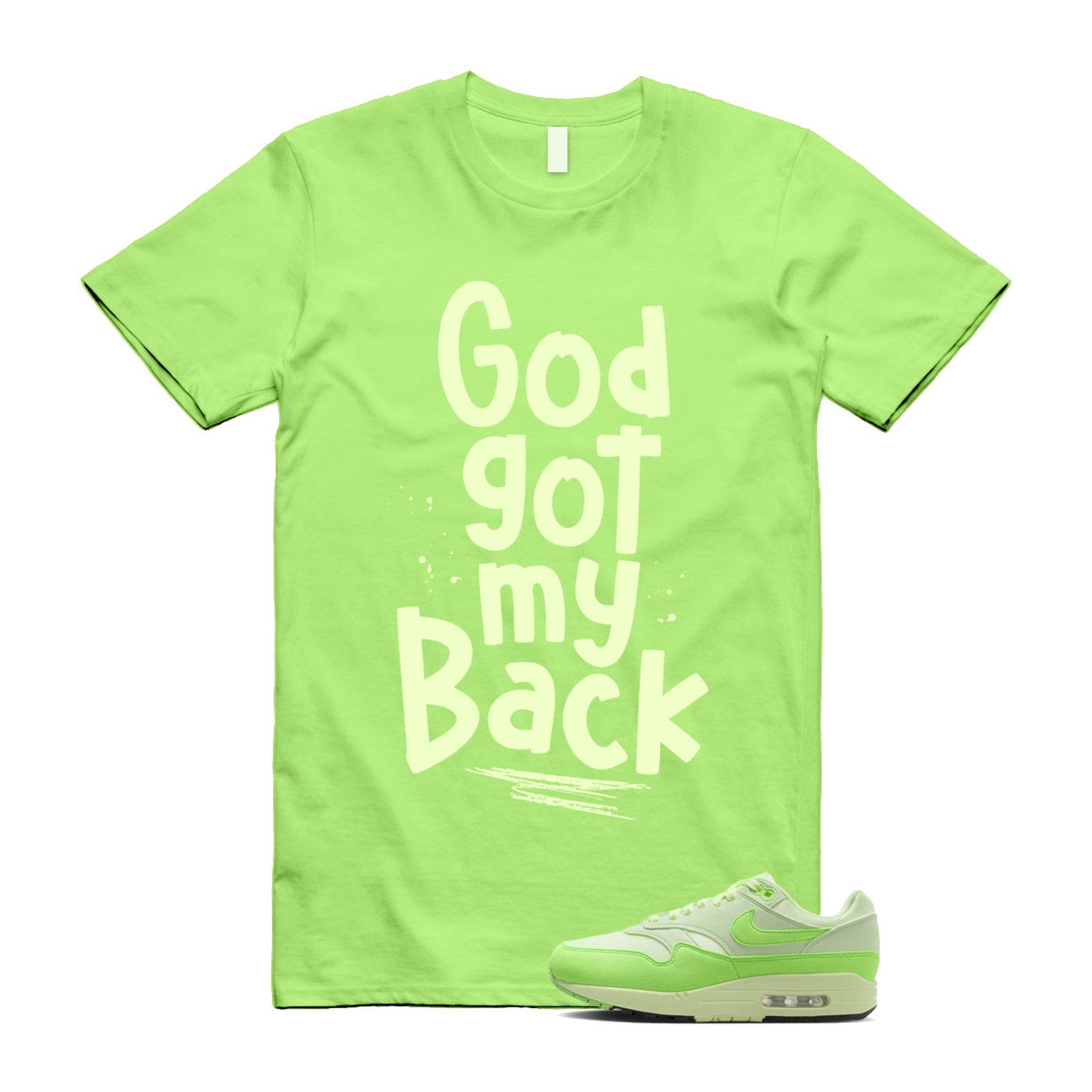 Air Max 1 '87 Vapor Green High Saturation Barely Volt Strike T Shirt Match GOD ,HJ7329-376 T-Shirt, Sneaker Match Tee