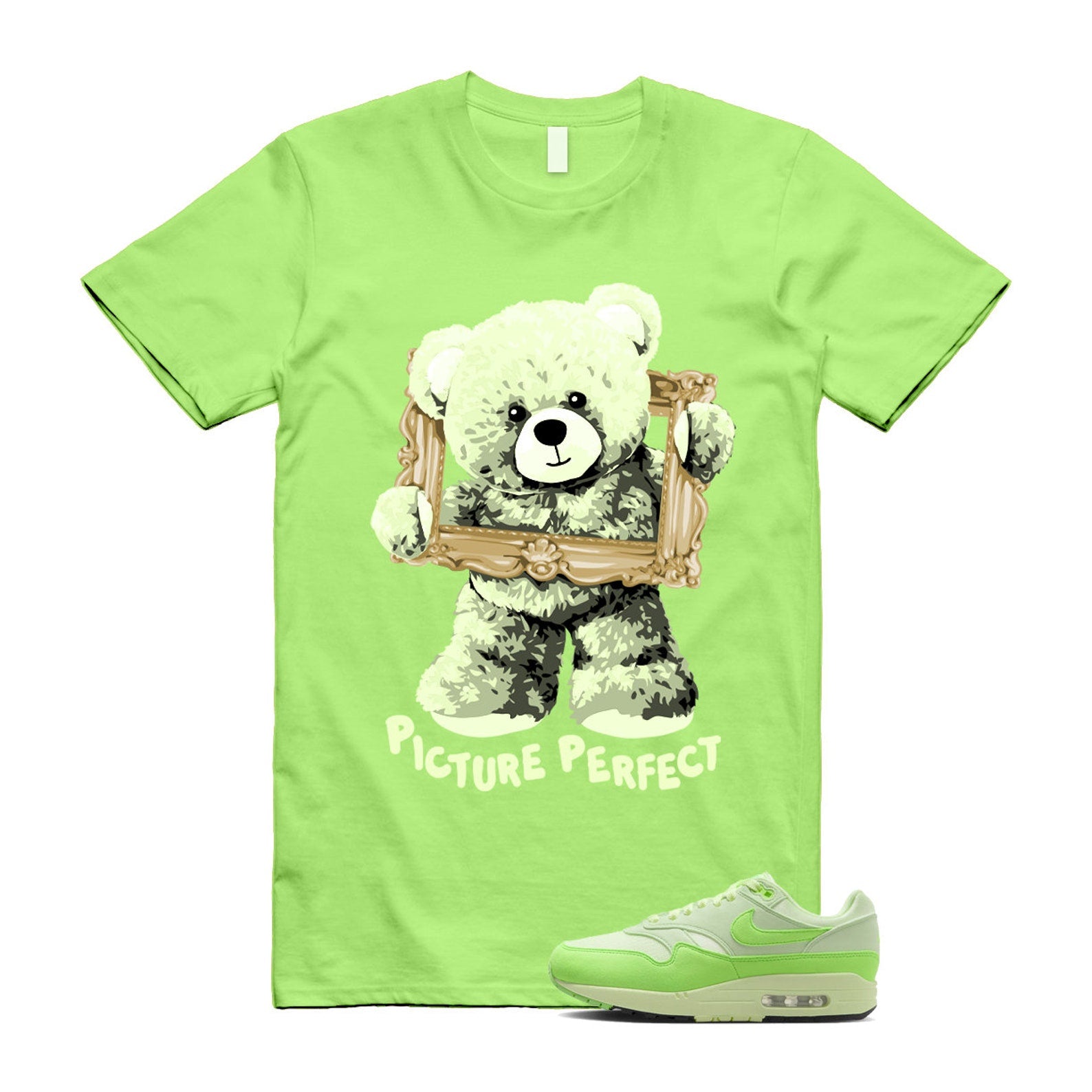 Air Max 1 '87 Vapor Green High Saturation Barely Volt Strike T Shirt Match PIC ,HJ7329-376 T-Shirt, Sneaker Match Tee