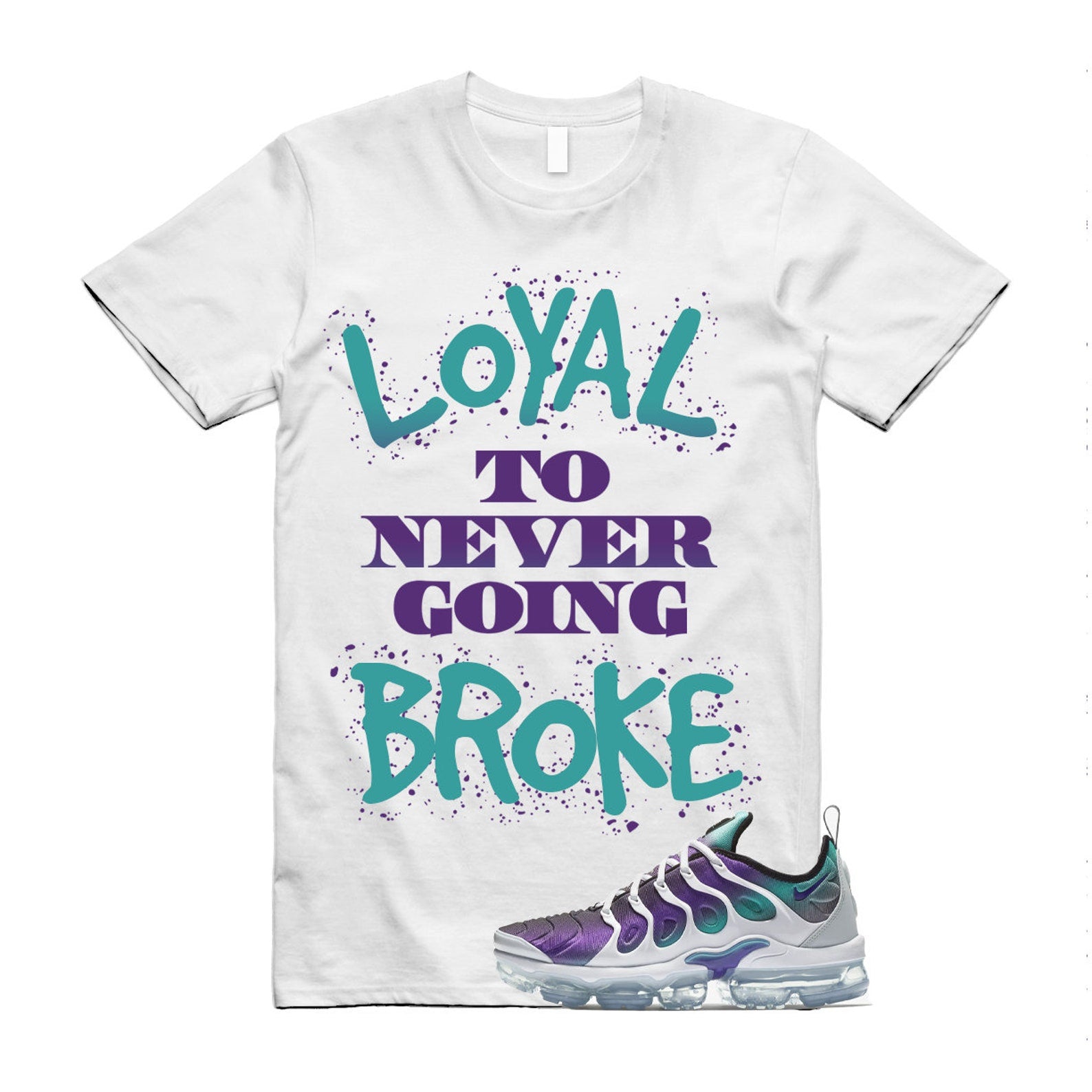 NB T Shirt to match Air VaporMax Plus Grape Fierce Purple Aurora Green Gradient White Black ,924453-101 T-Shirt, Sneaker Match Tee