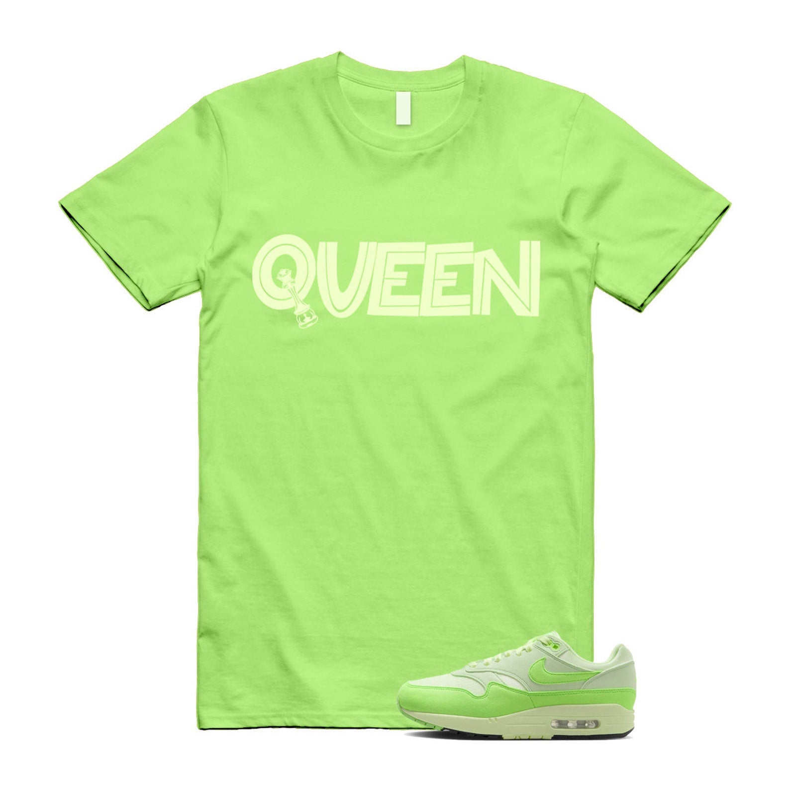 Air Max 1 '87 Vapor Green High Saturation Barely Volt Strike T Shirt Match QUEEN ,HJ7329-376 T-Shirt, Sneaker Match Tee