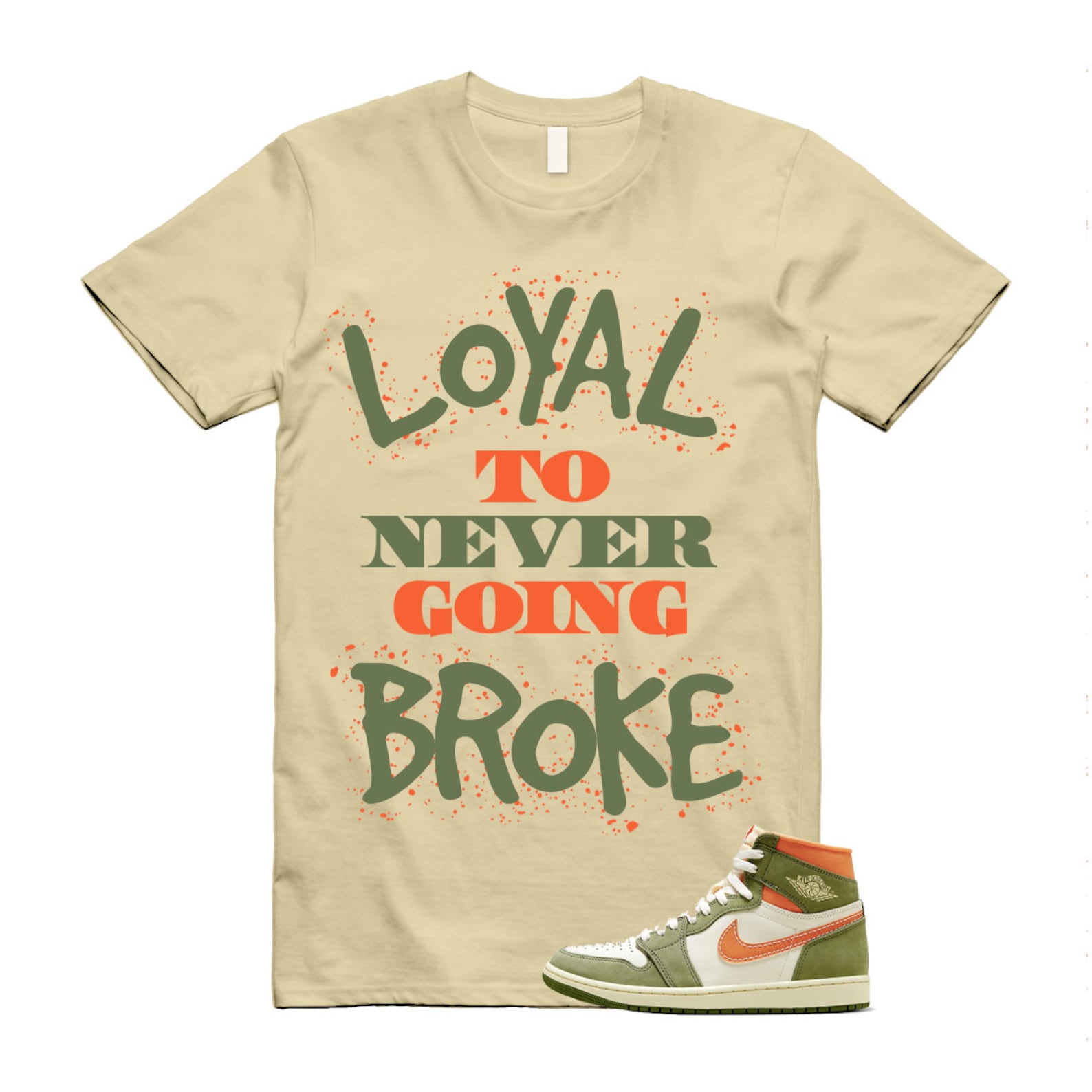 Craft Celadon 1 High OG Sky J Light Olive Bright Mandarin Coconut Milk T Shirt Match NB ,FB9934-300 T-Shirt, Sneaker Match Tee