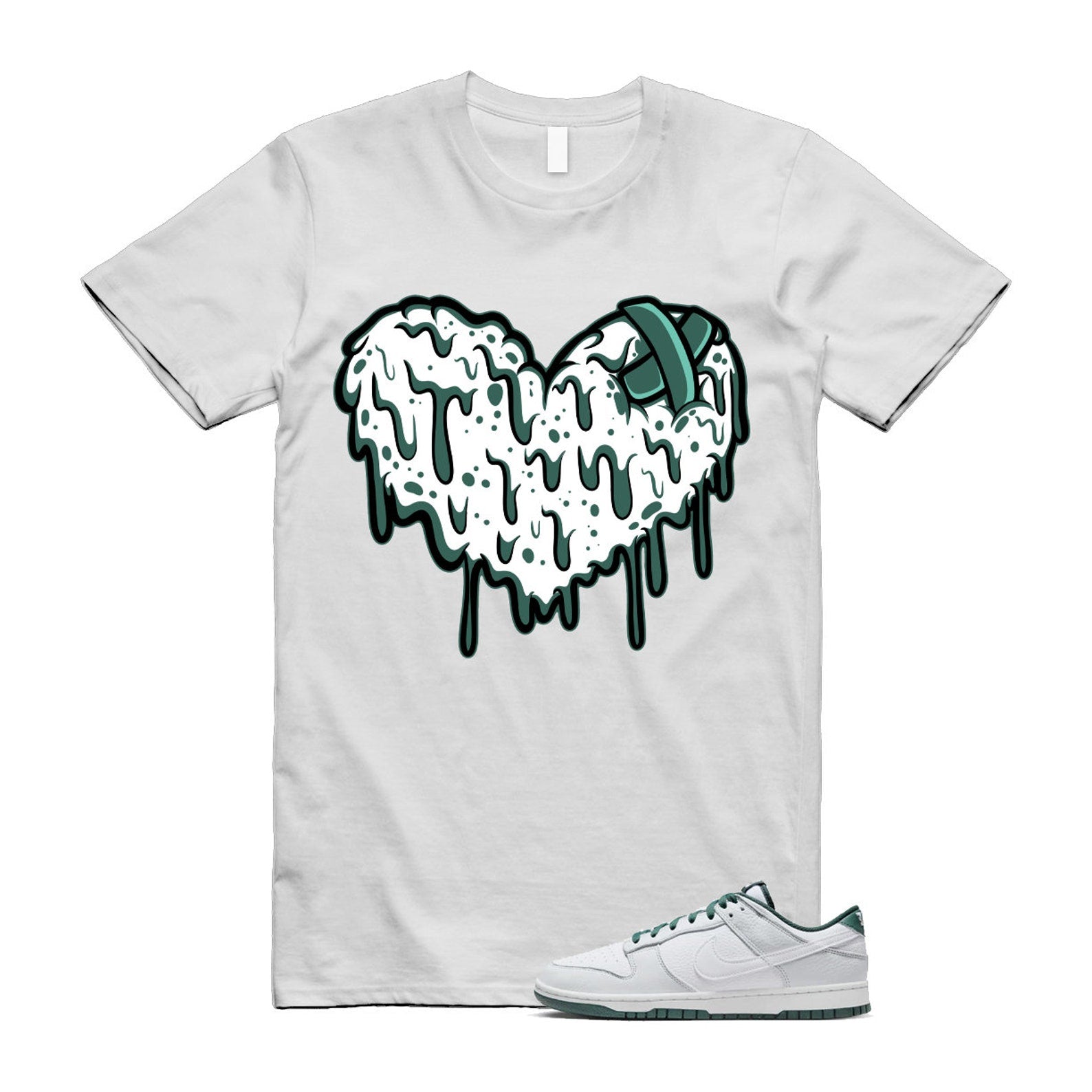 Dunk Photon Dust Vintage Green Low Retro SE White T Shirt Match DRHRT ,HF2874-001 T-Shirt, Sneaker Match Tee