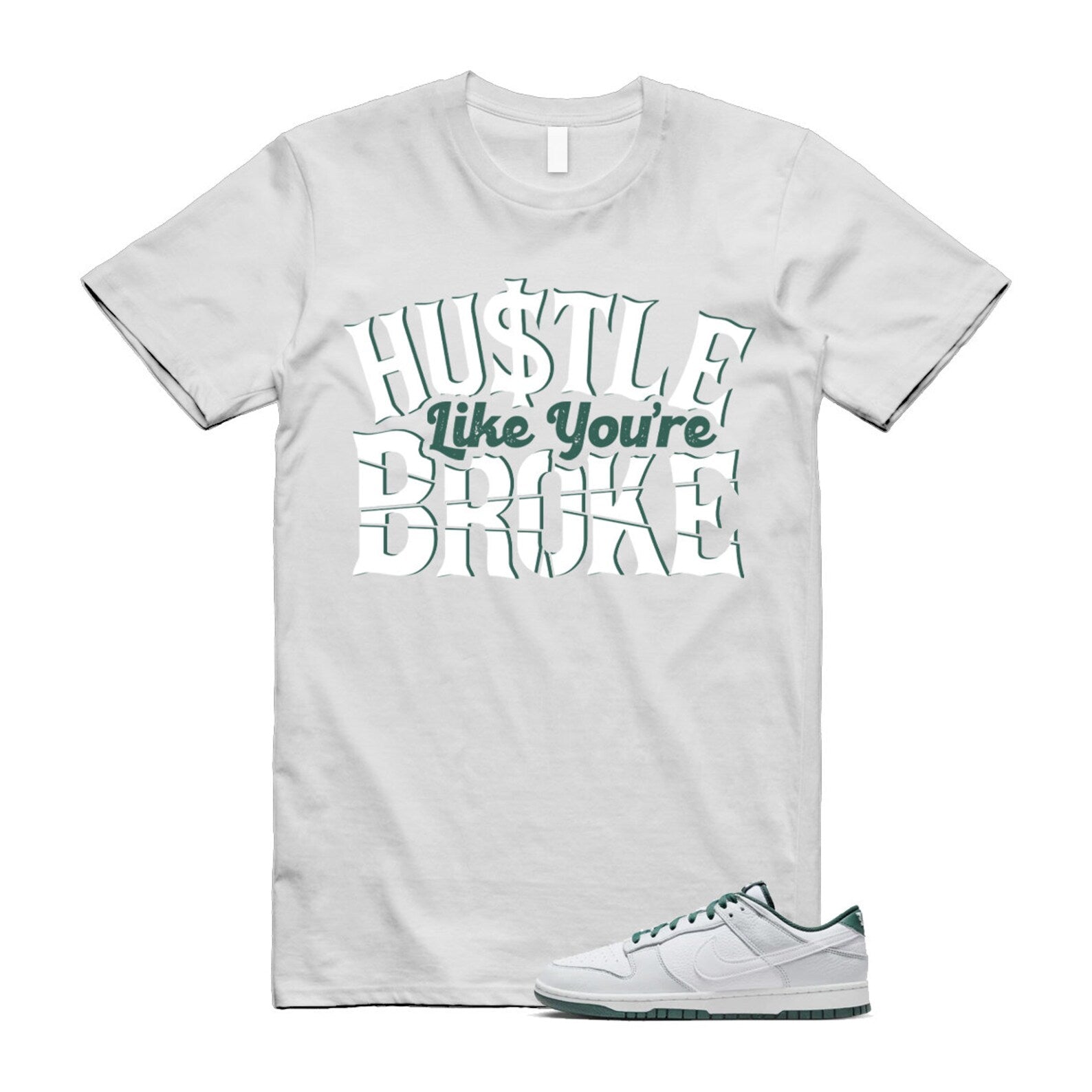 Dunk Photon Dust Vintage Green Low Retro SE White T Shirt Match BROKE ,HF2874-001 T-Shirt, Sneaker Match Tee