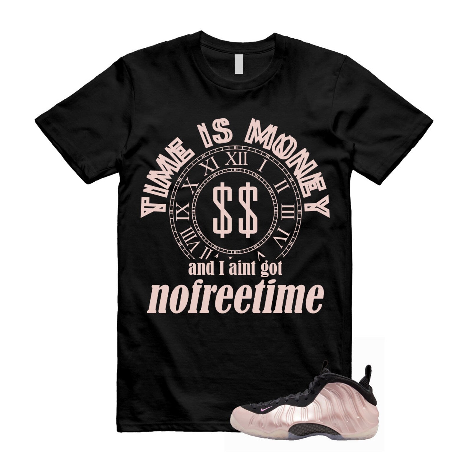 Foamposite Cherry Blossom Air One DMV Platinum Violet Pink Rise White Black T Shirt Match FREE TIME ,HJ4187-001 T-Shirt, Sneaker Match Tee