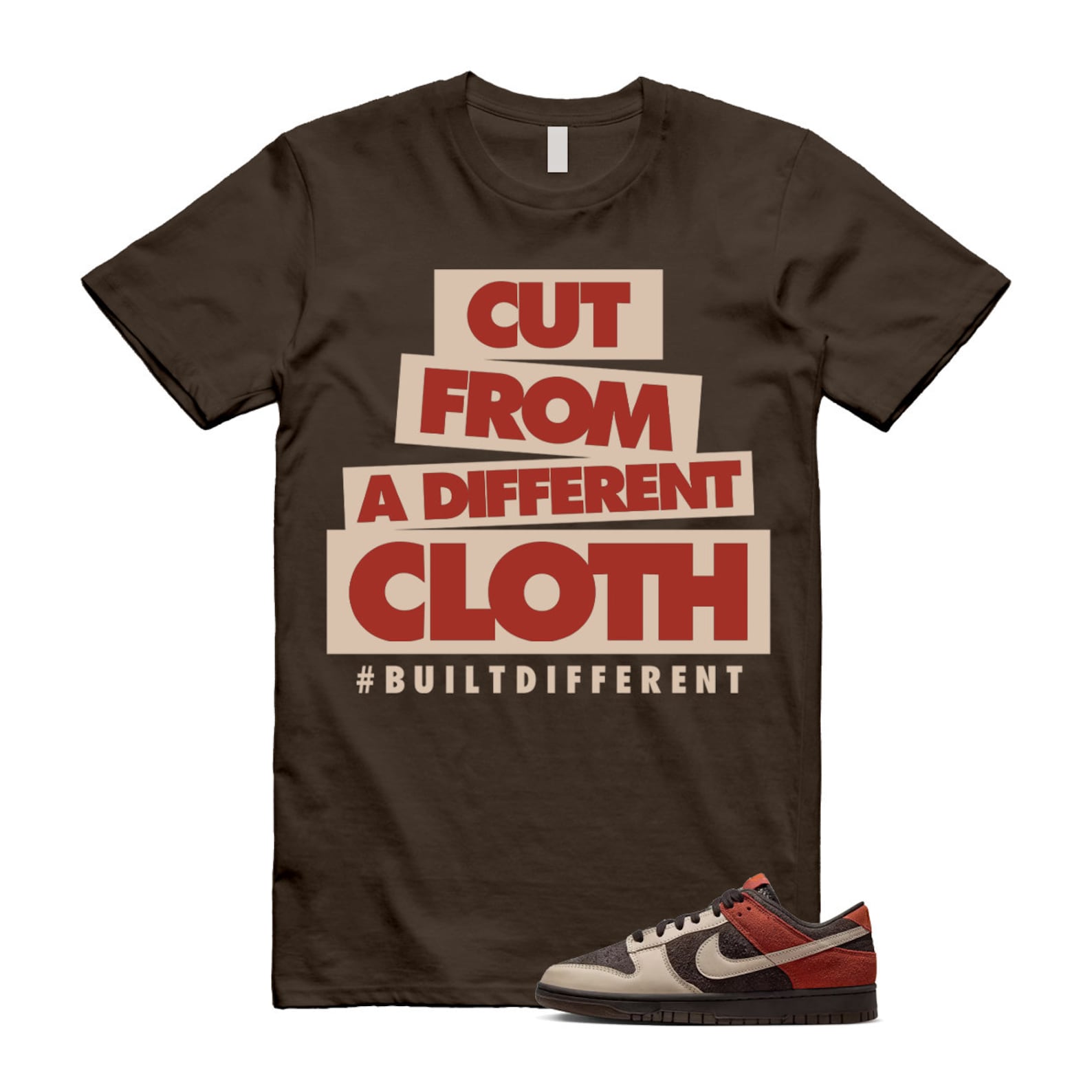 Dunk Red Panda Velvet Brown Sanddrift Rugged Orange Low T Shirt Match CLOTH ,FV0395-200 T-Shirt, Sneaker Match Tee