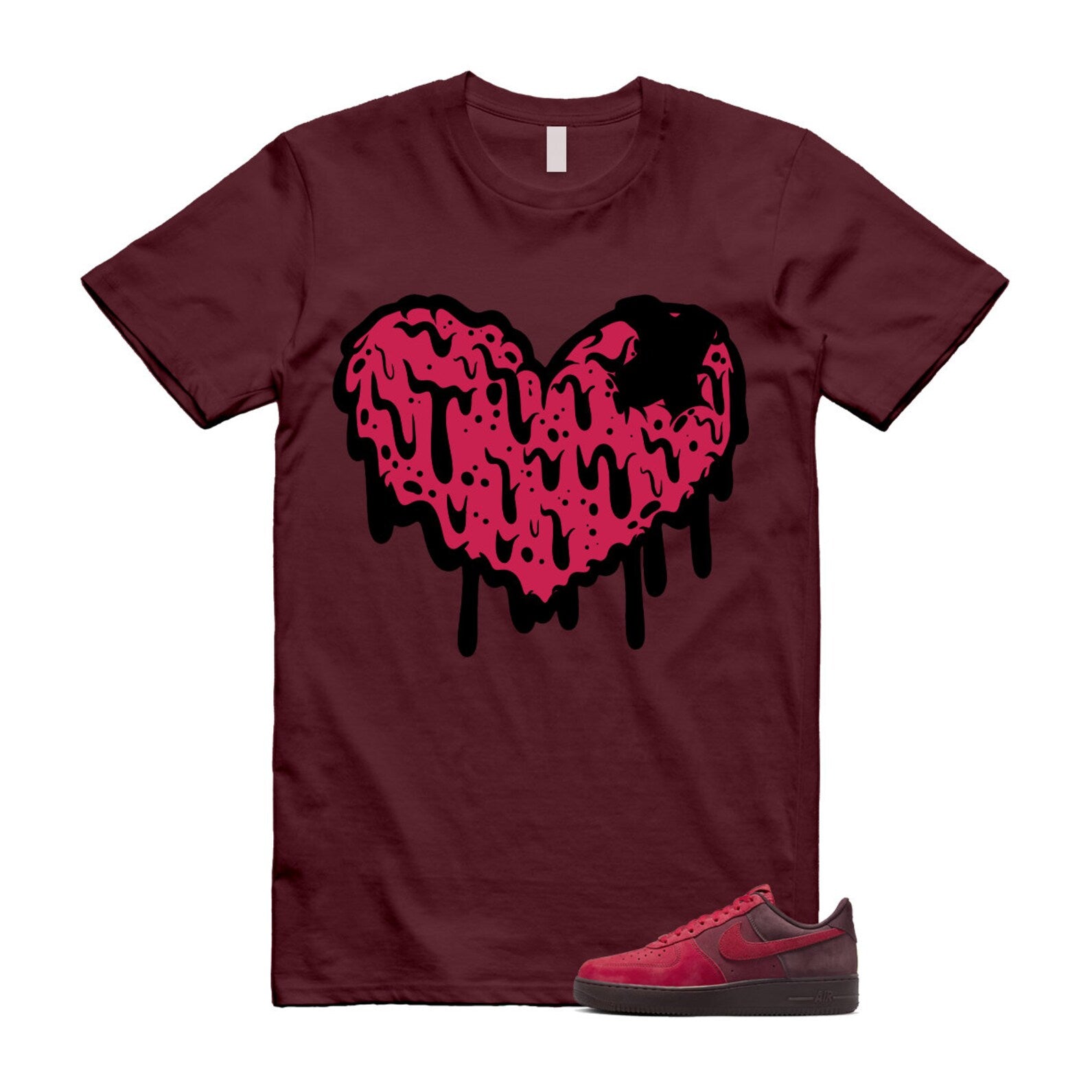 Air Force 1 Layers of Love University Red Burgundy Crush Gym Team Red Pacific Moss Low T Shirt Match DRHRT ,FZ4033-657 T-Shirt, Sneaker Match Tee