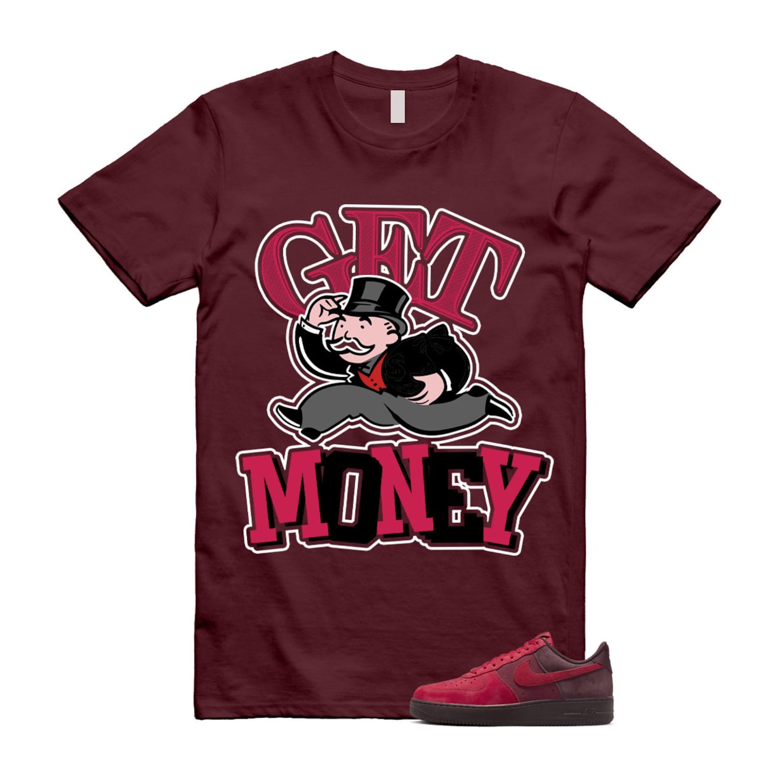 Air Force 1 Layers of Love University Red Burgundy Crush Gym Team Red Pacific Moss Low T Shirt Match GM ,FZ4033-657 T-Shirt, Sneaker Match Tee