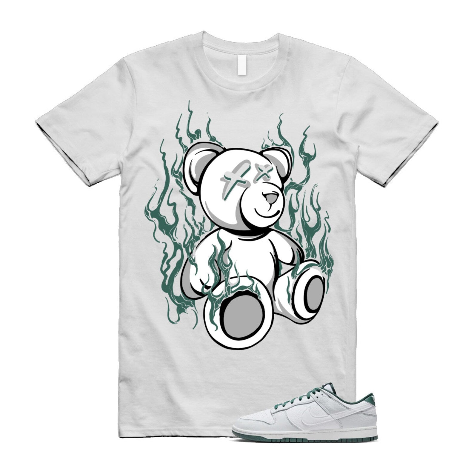 Dunk Photon Dust Vintage Green Low Retro SE White T Shirt Match LIT ,HF2874-001 T-Shirt, Sneaker Match Tee