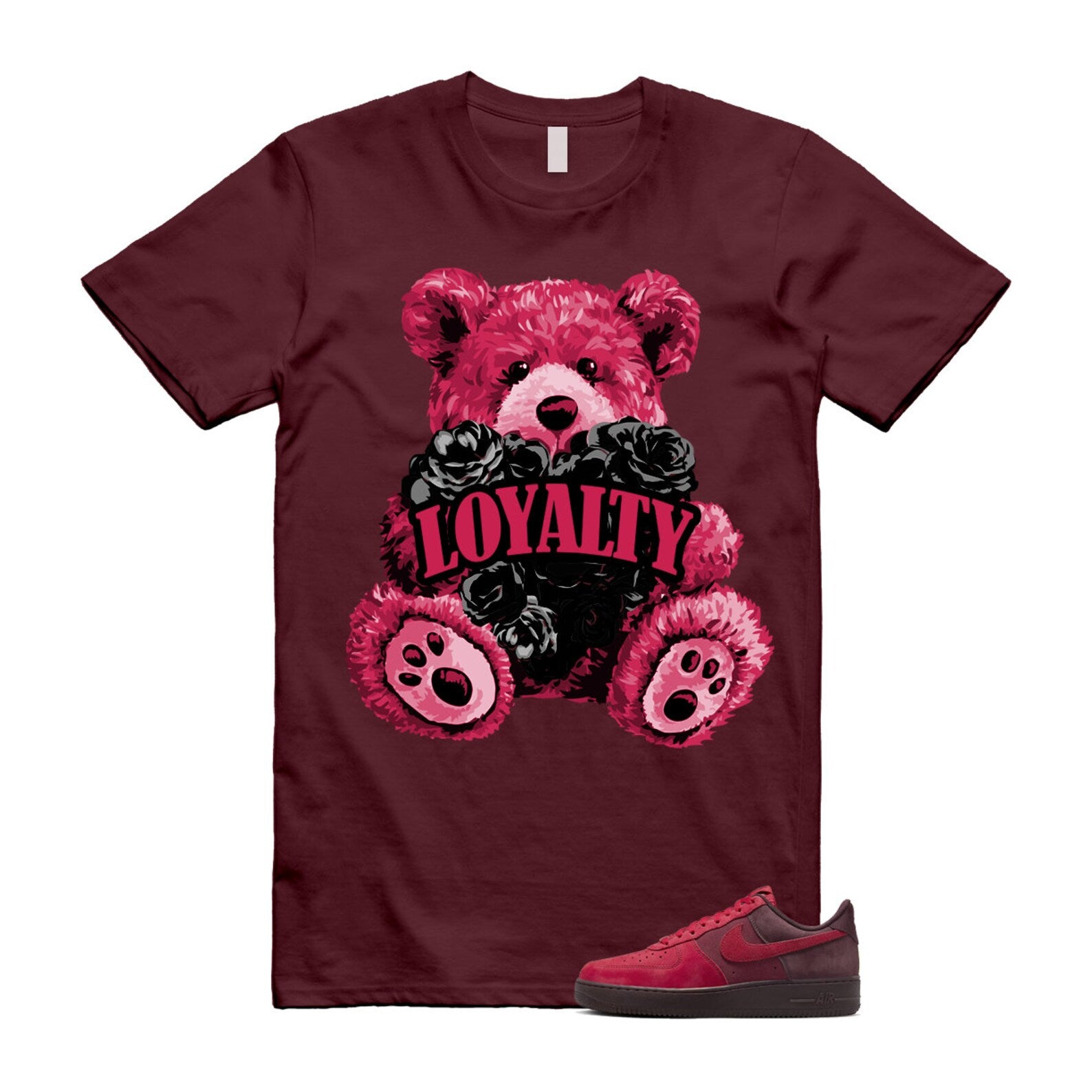 Air Force 1 Layers of Love University Red Burgundy Crush Gym Team Red Pacific Moss Low T Shirt Match LYLTY ,FZ4033-657 T-Shirt, Sneaker Match Tee