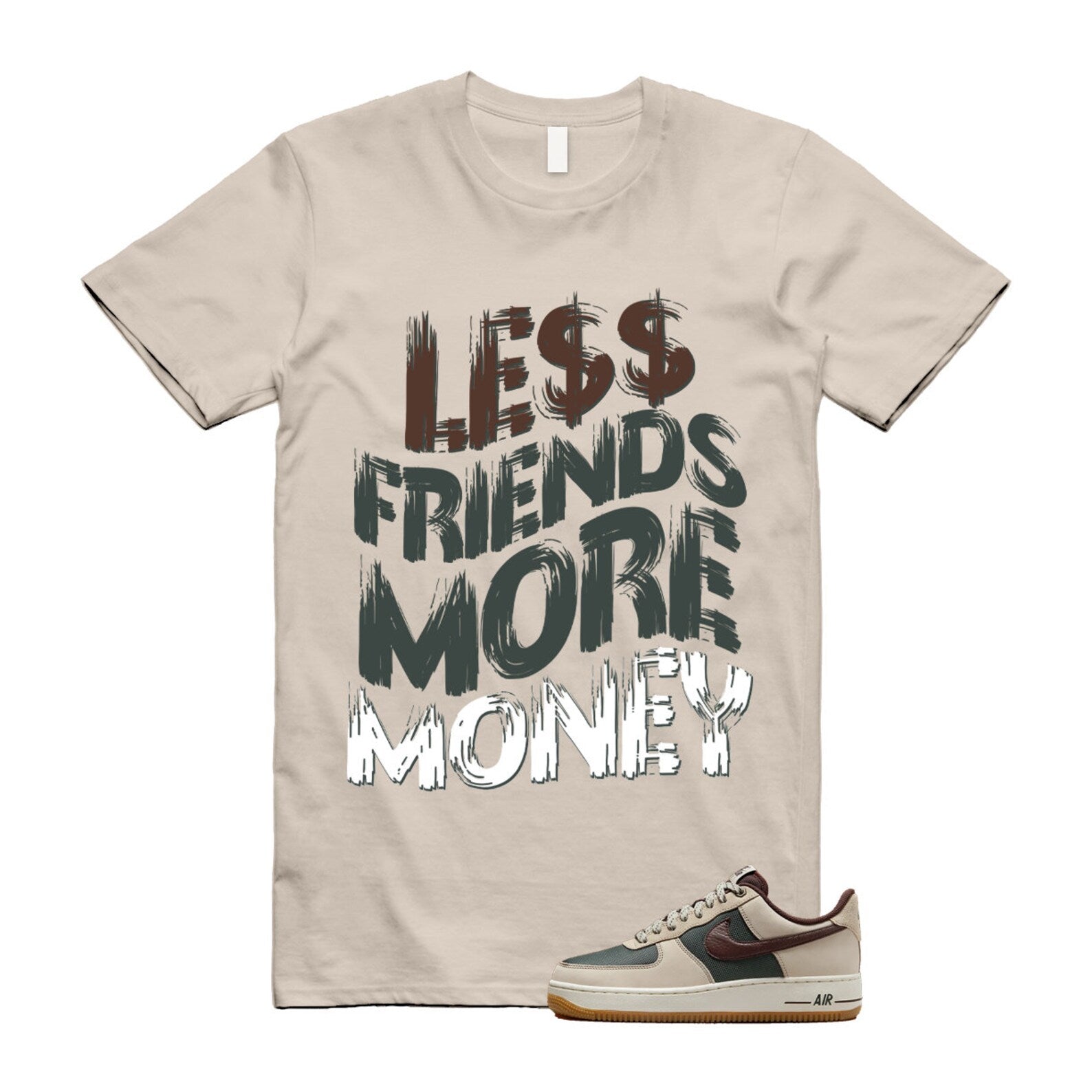 Air Force 1 Cream II Vintage Green Sail Earth '07 Brown T Shirt Match LF ,FQ8823-236 T-Shirt, Sneaker Match Tee