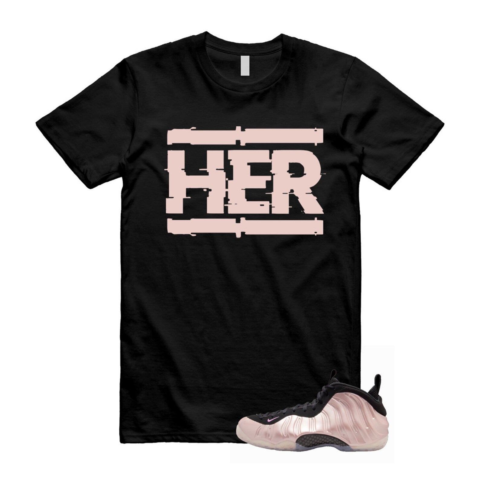 Foamposite Cherry Blossom Air One DMV Platinum Violet Pink Rise White Black T Shirt Match HER ,HJ4187-001 T-Shirt, Sneaker Match Tee