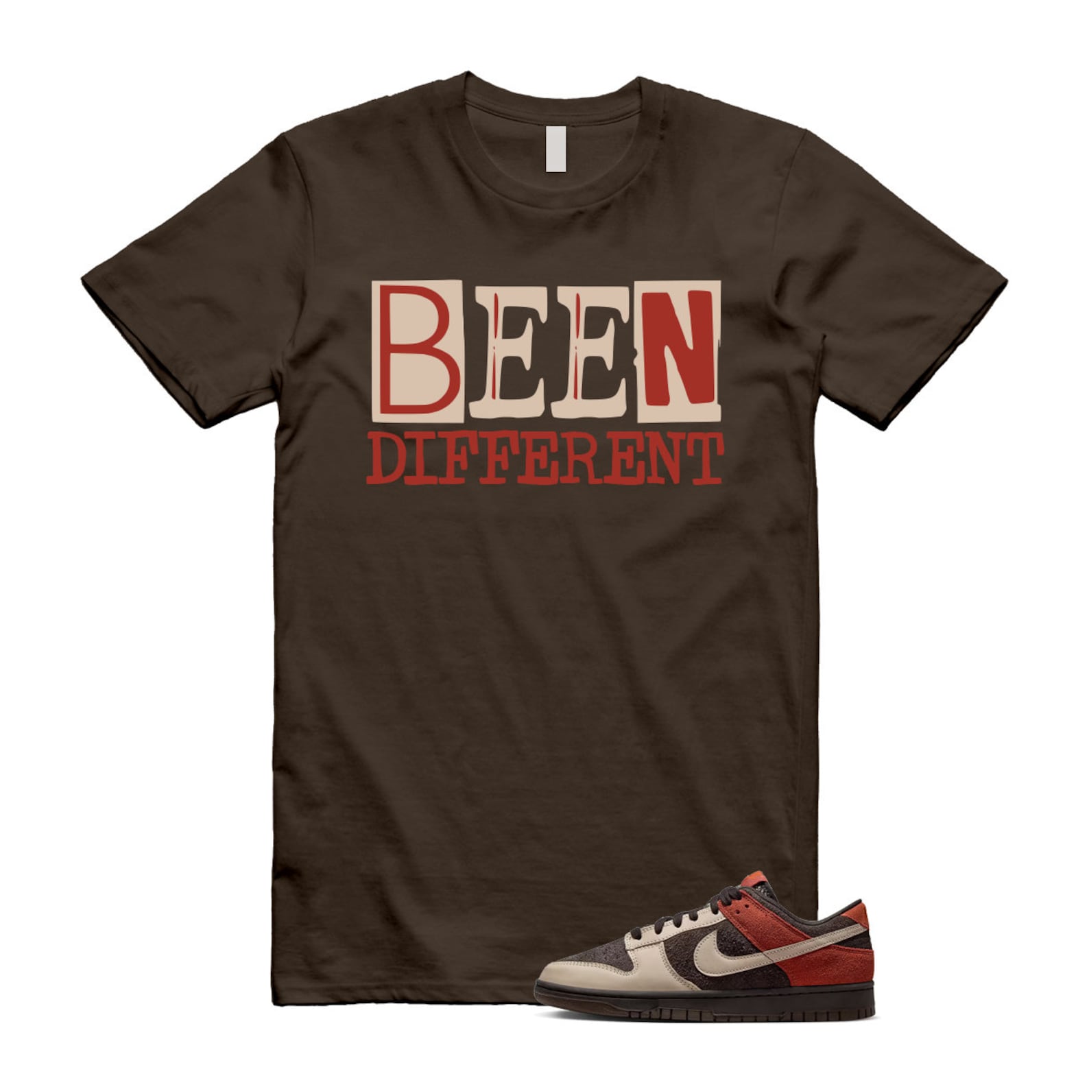 Dunk Red Panda Velvet Brown Sanddrift Rugged Orange Low T Shirt Match BEEN ,FV0395-200 T-Shirt, Sneaker Match Tee