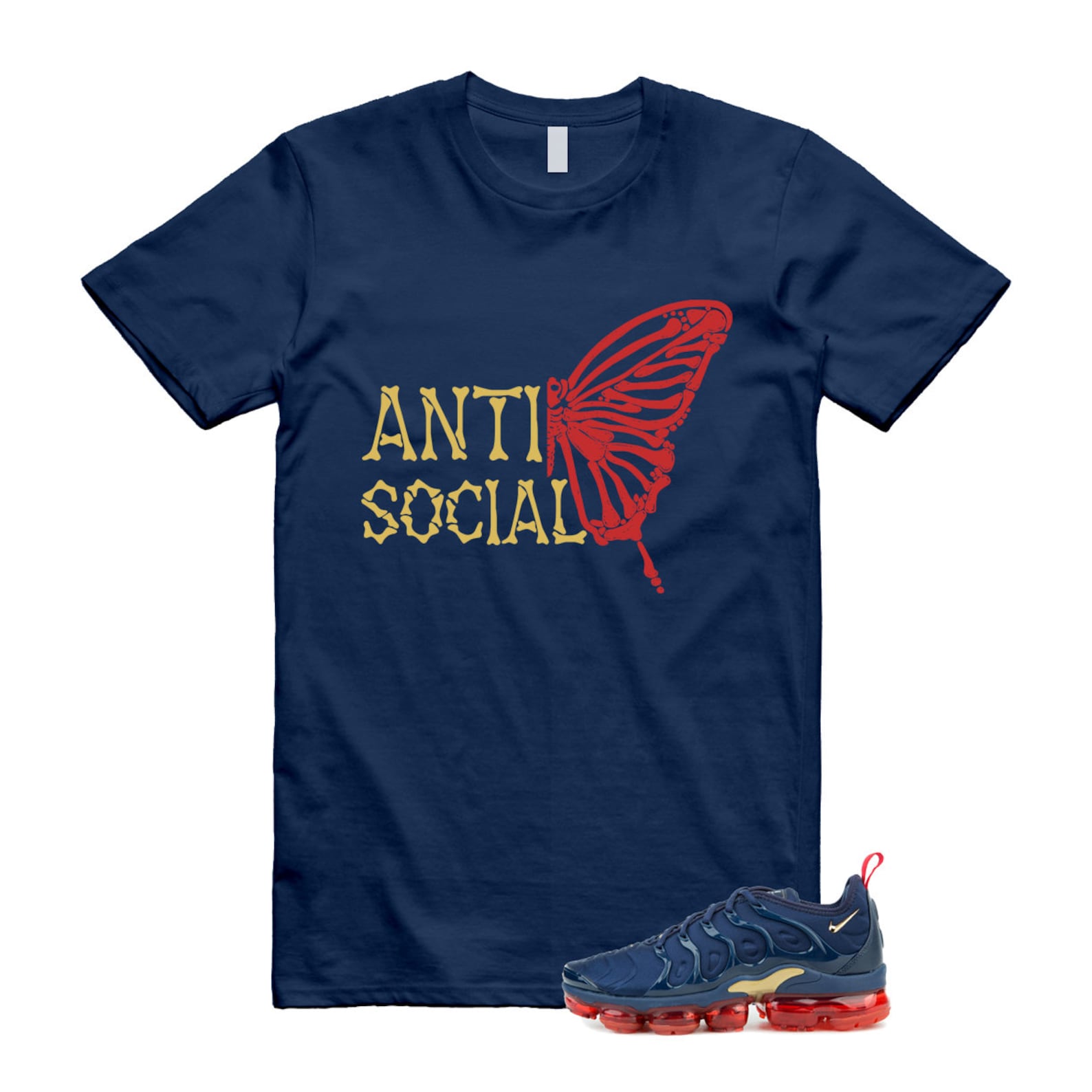 VaporMax Olympic Air Plus Midnight Navy Gold Black T Shirt Match ASB ,924453-405 T-Shirt, Sneaker Match Tee