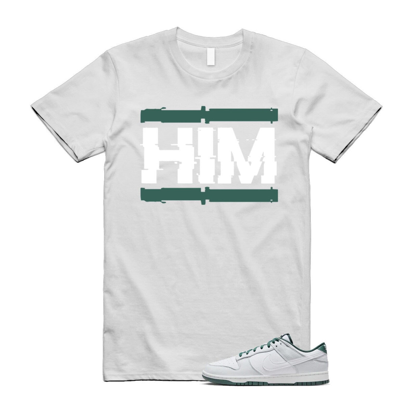 Dunk Photon Dust Vintage Green Low Retro SE White T Shirt Match HIM ,HF2874-001 T-Shirt, Sneaker Match Tee