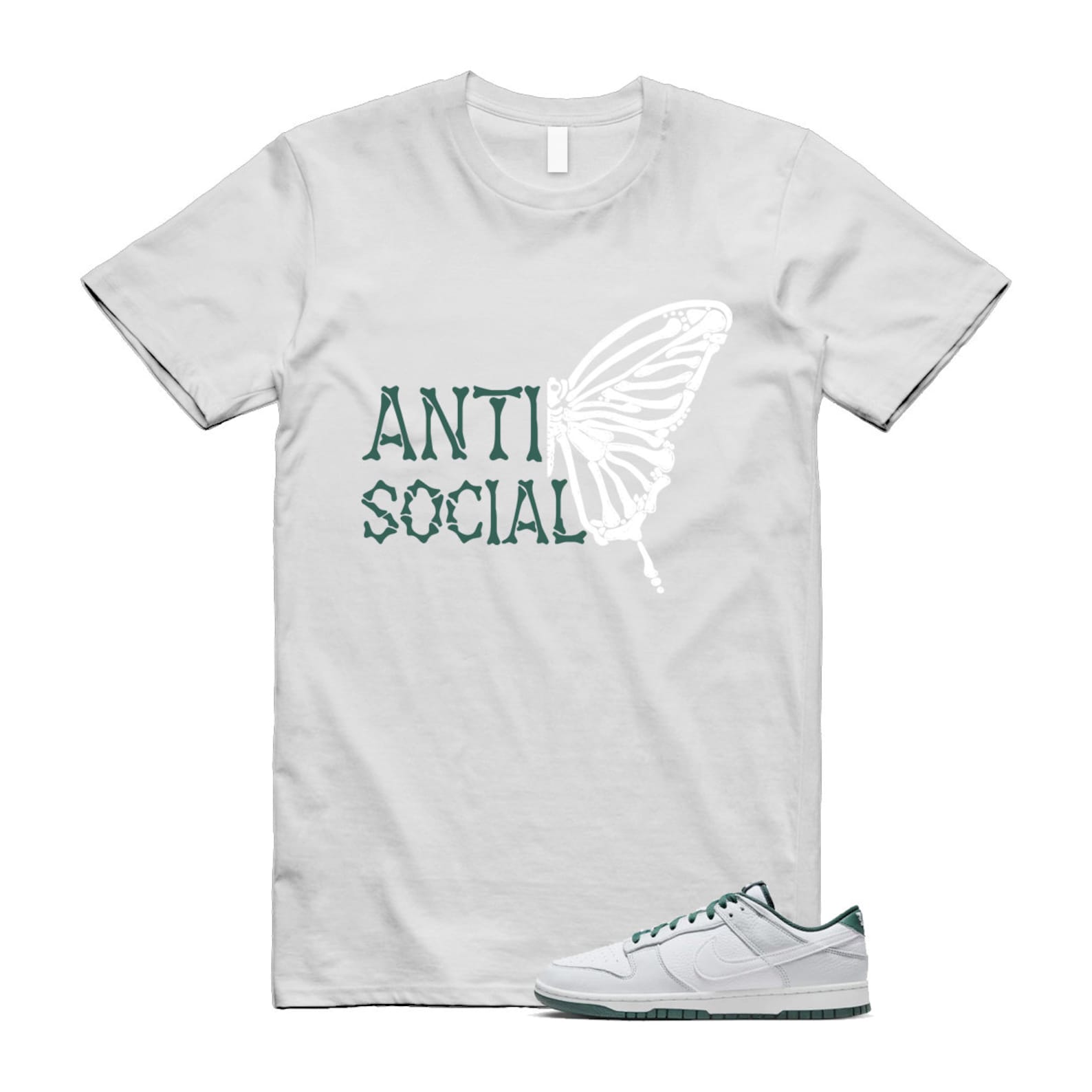 Dunk Photon Dust Vintage Green Low Retro SE White T Shirt Match ASB ,HF2874-001 T-Shirt, Sneaker Match Tee