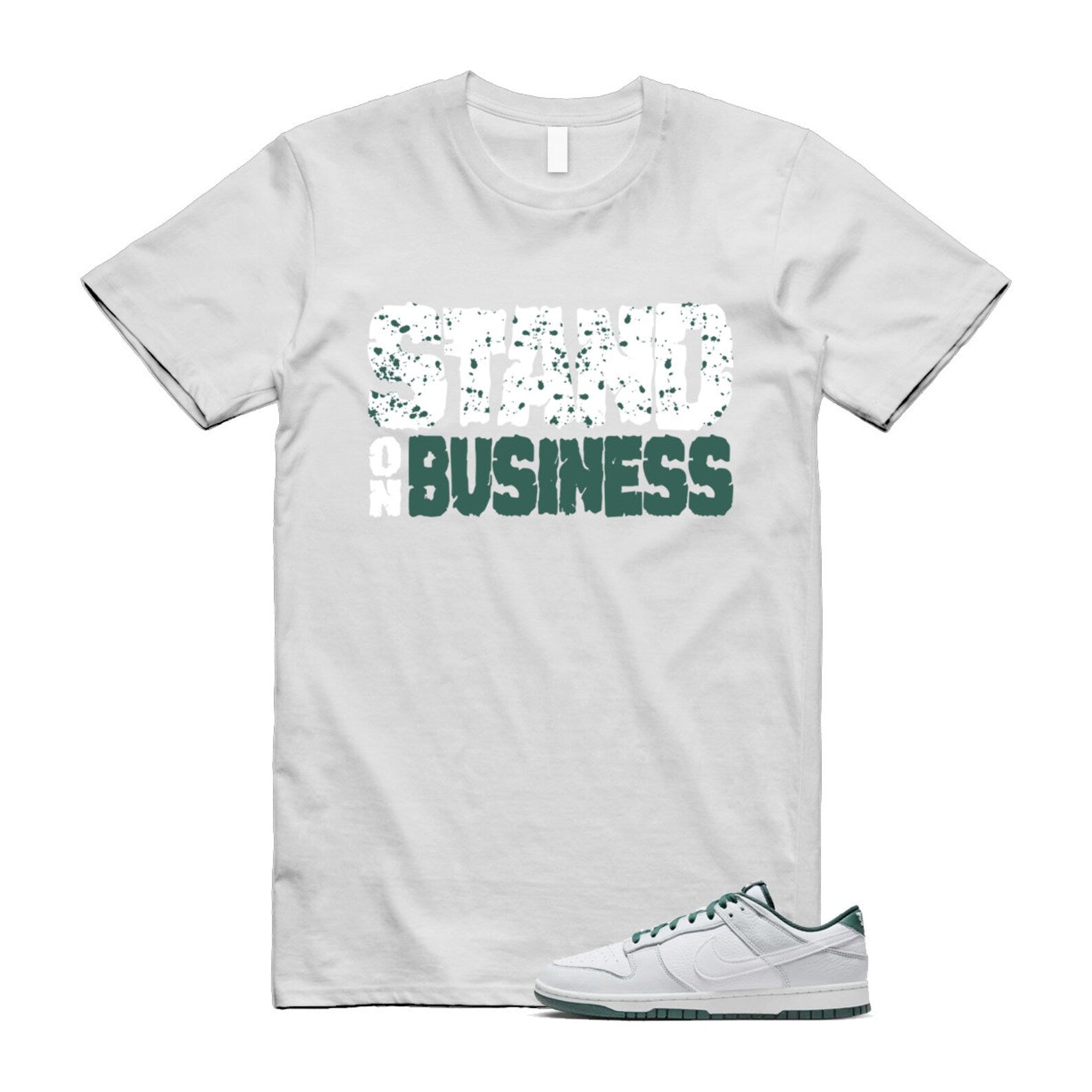 Dunk Photon Dust Vintage Green Low Retro SE White T Shirt Match Stand On Business ,HF2874-001 T-Shirt, Sneaker Match Tee