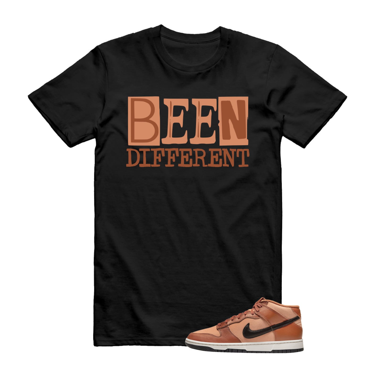 BEEN T Shirt to match N Dunk Mid Amber Brown Phantom Dark Russet Black ,DZ2533-200 T-Shirt, Sneaker Match Tee