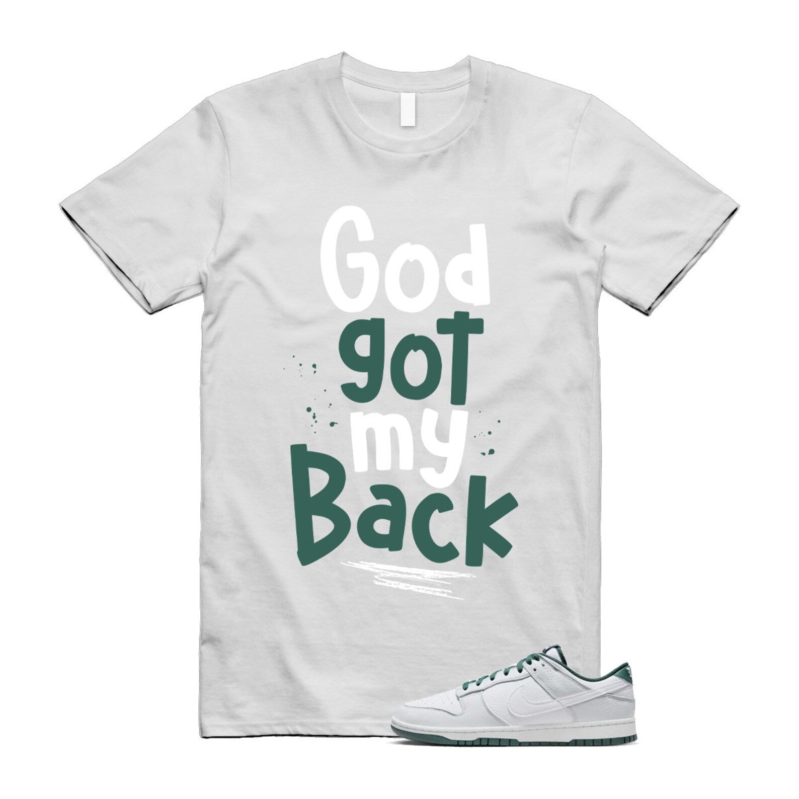 Dunk Photon Dust Vintage Green Low Retro SE White T Shirt Match GOD ,HF2874-001 T-Shirt, Sneaker Match Tee