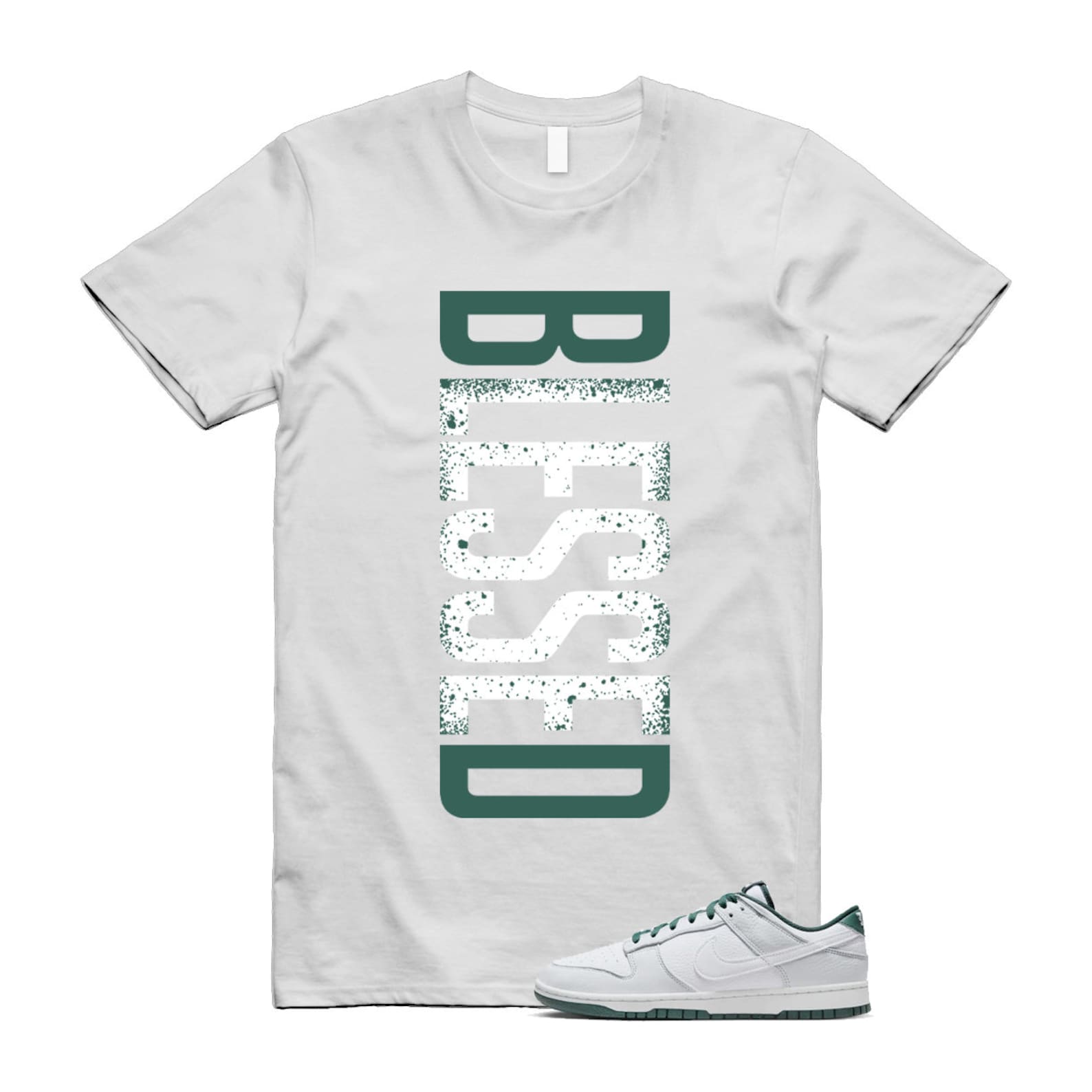 Dunk Photon Dust Vintage Green Low Retro SE White T Shirt Match VERTBLS ,HF2874-001 T-Shirt, Sneaker Match Tee