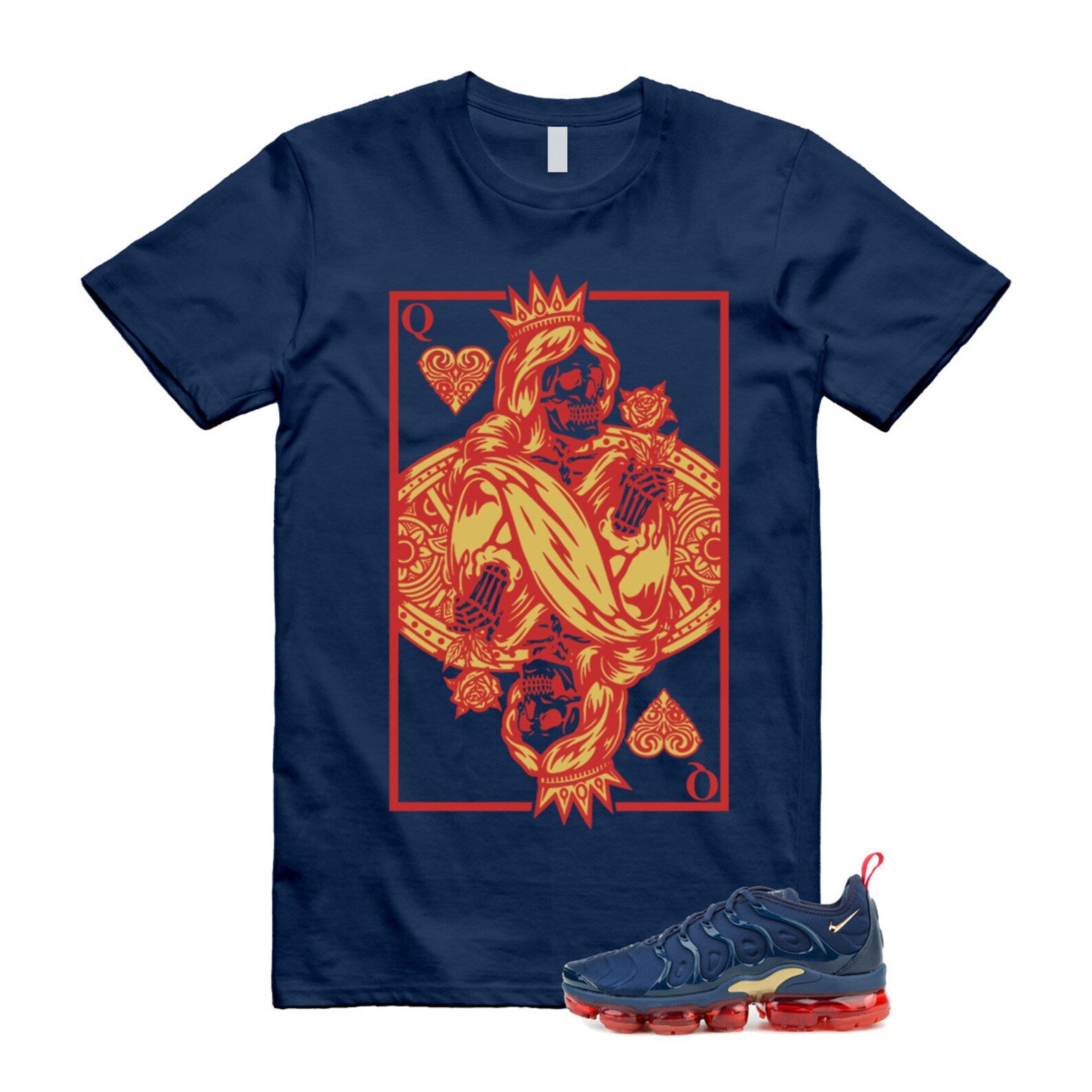 VaporMax Olympic Air Plus Midnight Navy Gold Black T Shirt Match QC ,924453-405 T-Shirt, Sneaker Match Tee