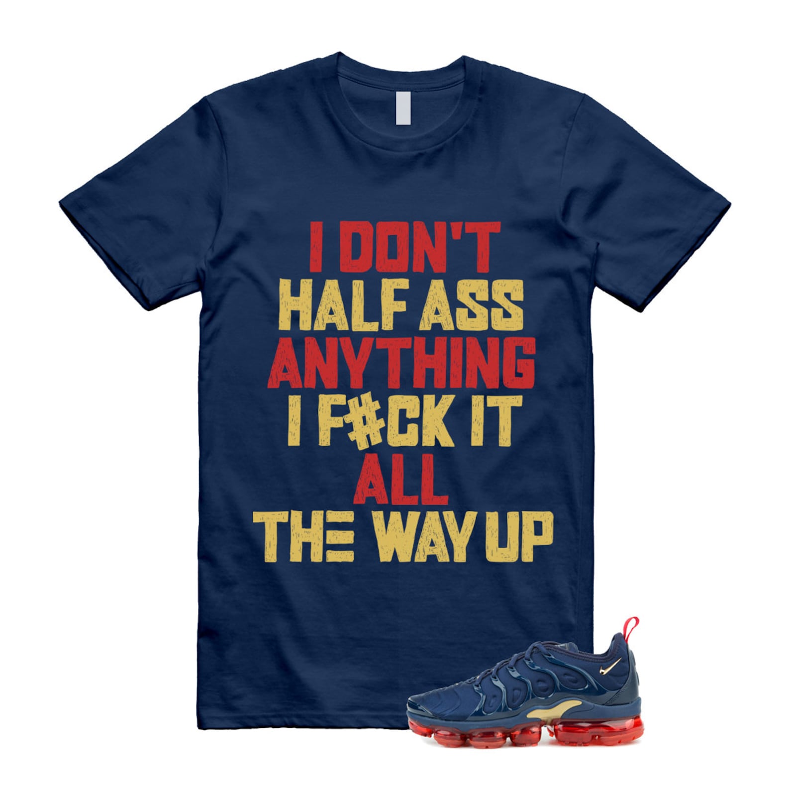 VaporMax Olympic Air Plus Midnight Navy Gold Black T Shirt Match HALF ,924453-405 T-Shirt, Sneaker Match Tee
