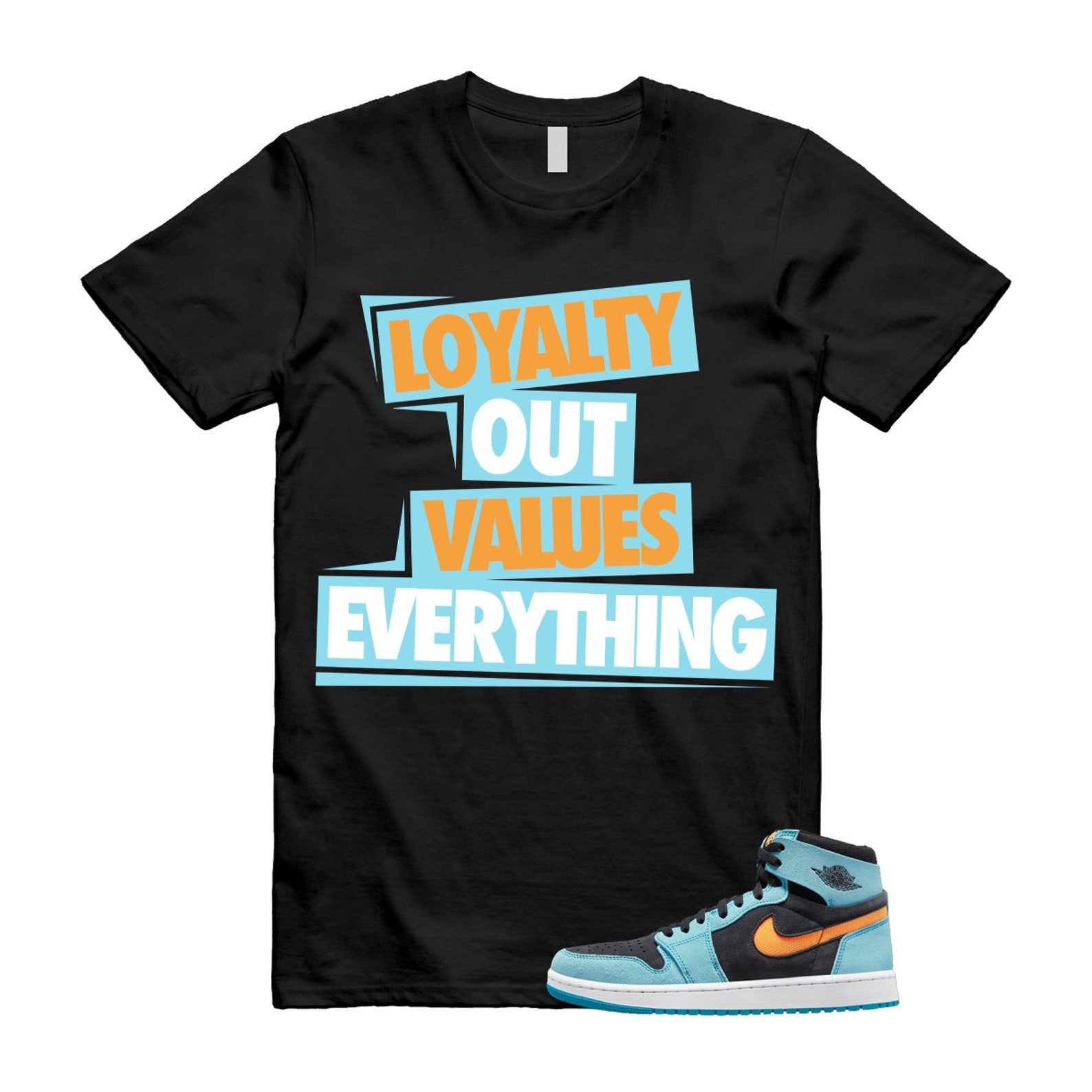 LOVE T Shirt to match Air J 1 High Zoom Comfort 2 Black Teal Bright Citrus Orange Turquoise ,DV1307-408 T-Shirt, Sneaker Match Tee