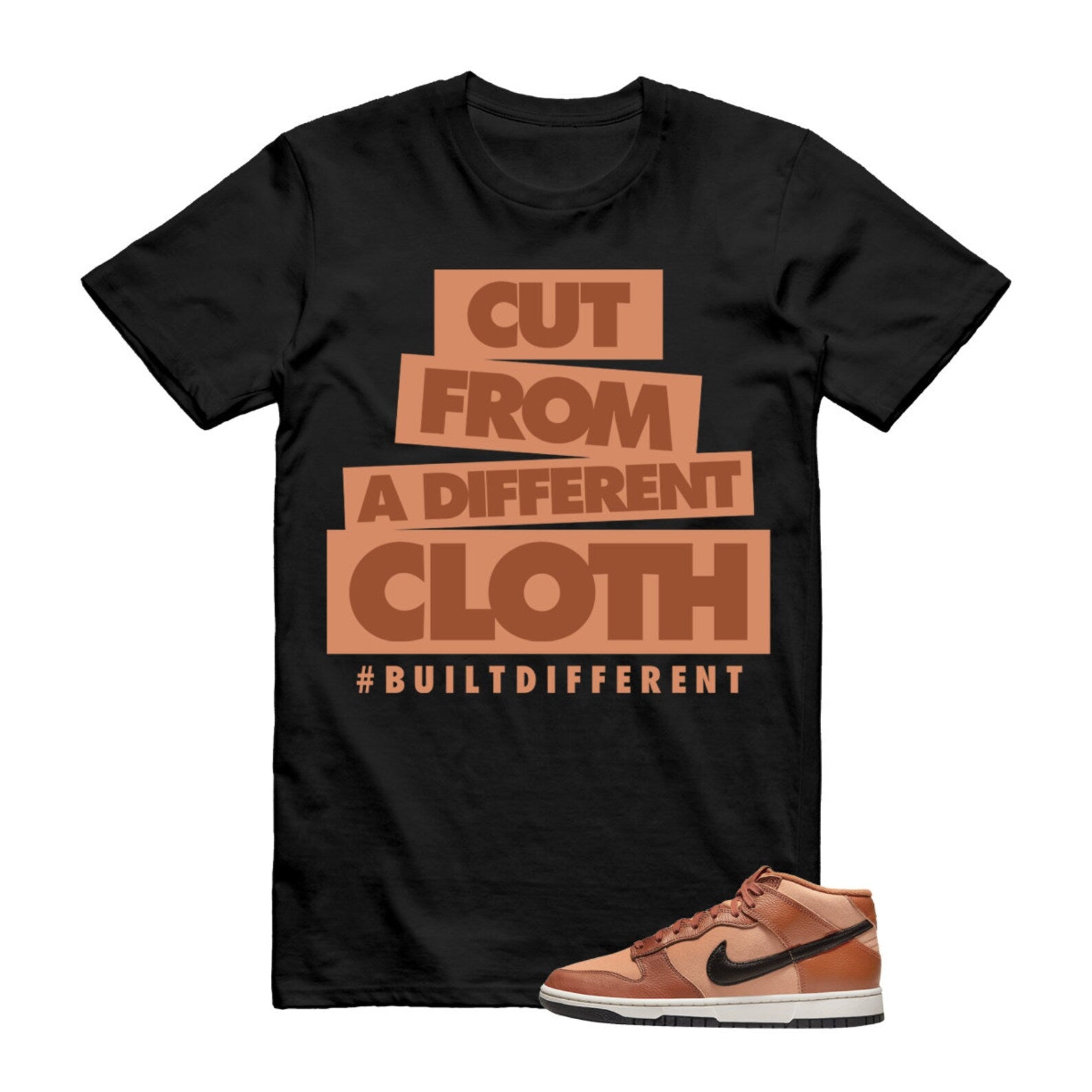 CLOTH T Shirt to match N Dunk Mid Amber Brown Phantom Dark Russet Black ,DZ2533-200 T-Shirt, Sneaker Match Tee
