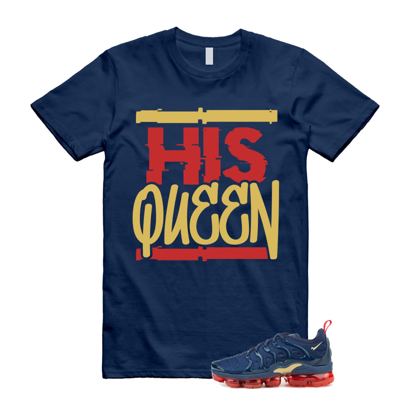 VaporMax Olympic Air Plus Midnight Navy Gold Black T Shirt Match HQ ,924453-405 T-Shirt, Sneaker Match Tee