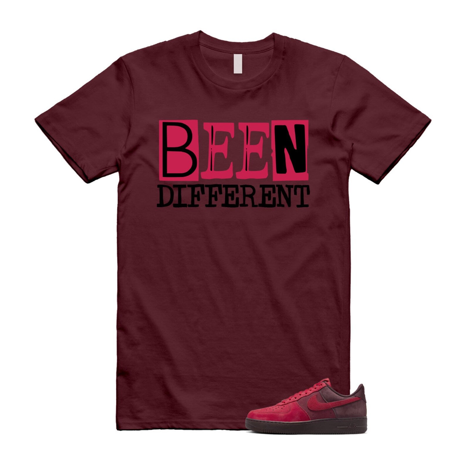 Air Force 1 Layers of Love University Red Burgundy Crush Gym Team Red Pacific Moss Low T Shirt Match BEEN ,FZ4033-657 T-Shirt, Sneaker Match Tee