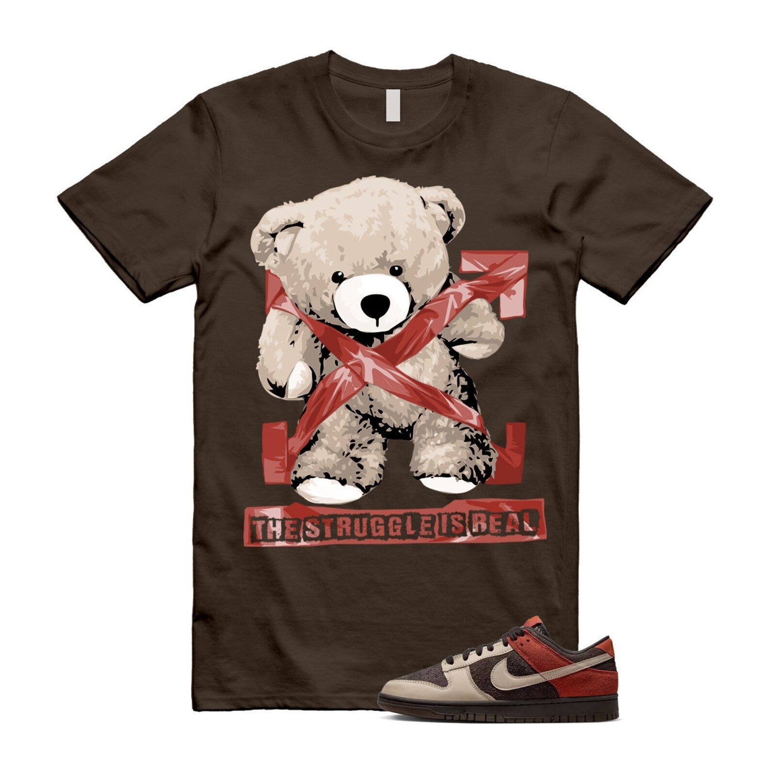 Dunk Red Panda Velvet Brown Sanddrift Rugged Orange Low T Shirt Match STRUG ,FV0395-200 T-Shirt, Sneaker Match Tee