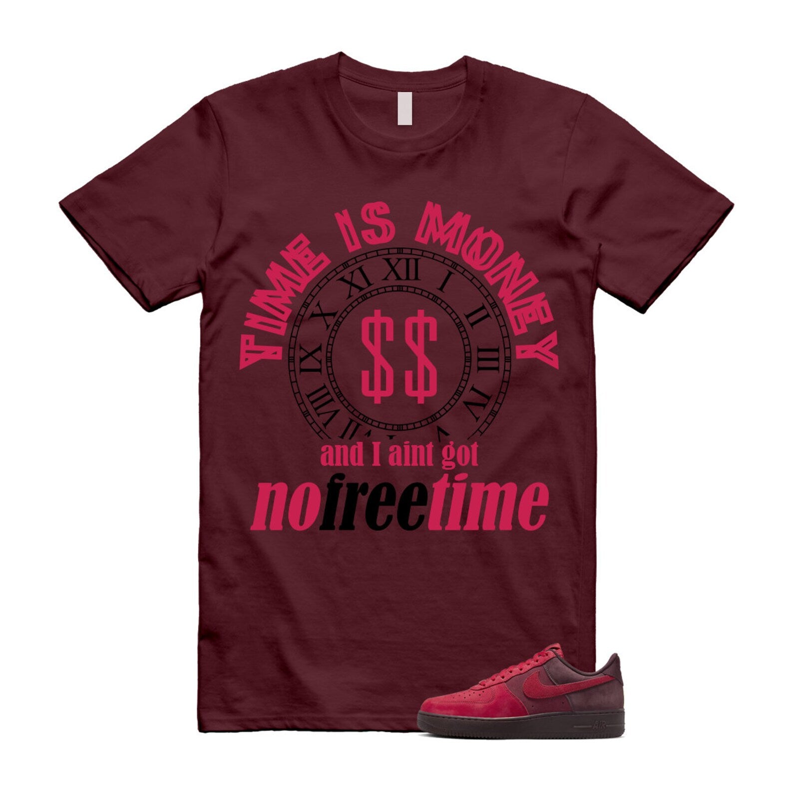 Air Force 1 Layers of Love University Red Burgundy Crush Gym Team Red Pacific Moss Low T Shirt Match FREE TIME ,FZ4033-657 T-Shirt, Sneaker Match Tee