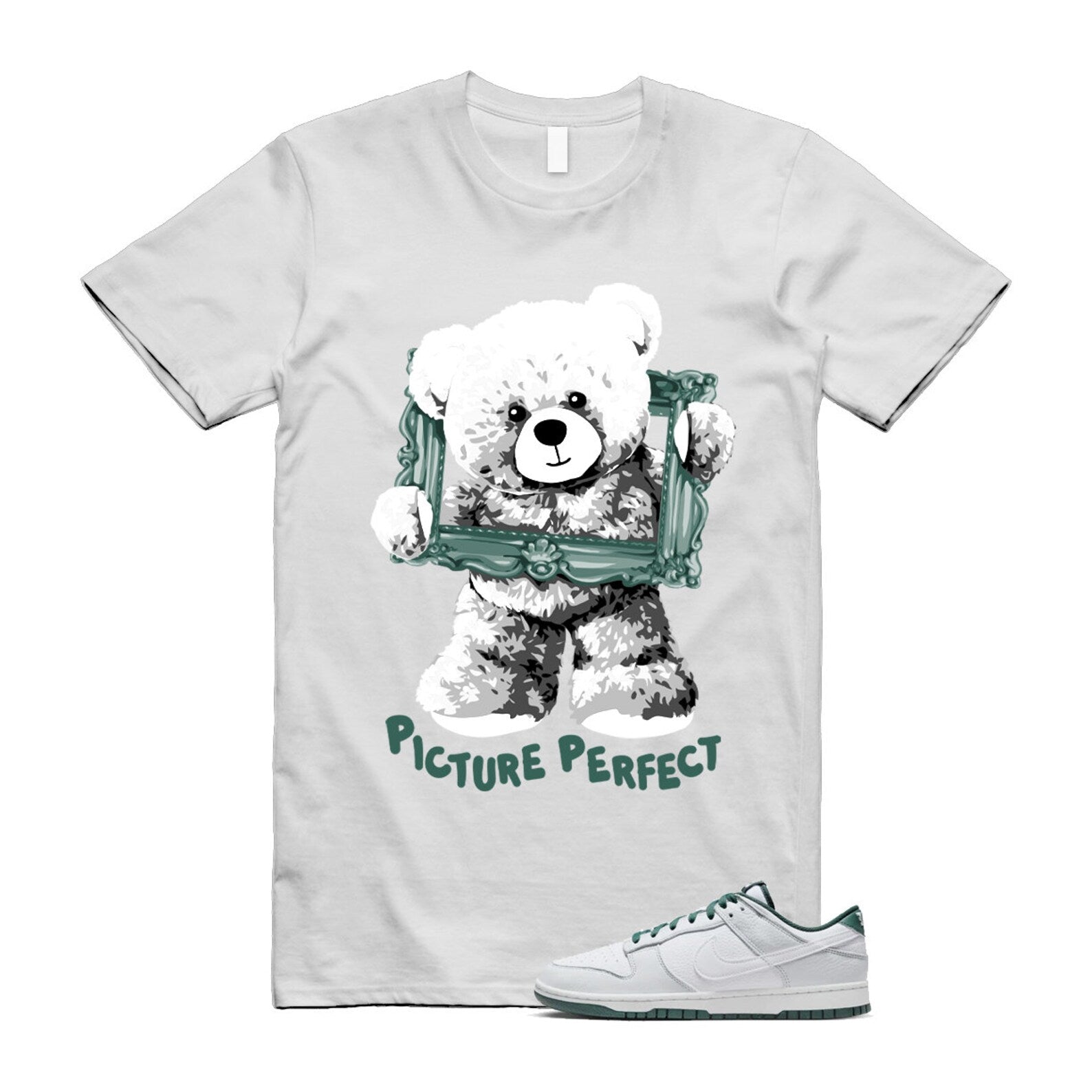 Dunk Photon Dust Vintage Green Low Retro SE White T Shirt Match PIC ,HF2874-001 T-Shirt, Sneaker Match Tee