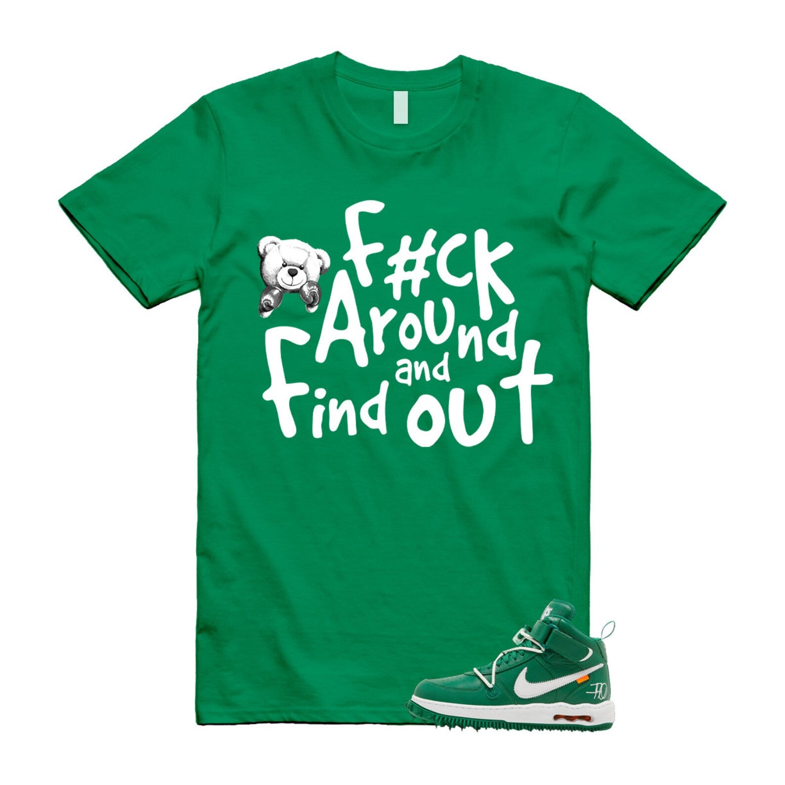 FCK T Shirt to match N Air Force 1 Mid Off Pine Green White ,DR0500-300 T-Shirt, Sneaker Match Tee