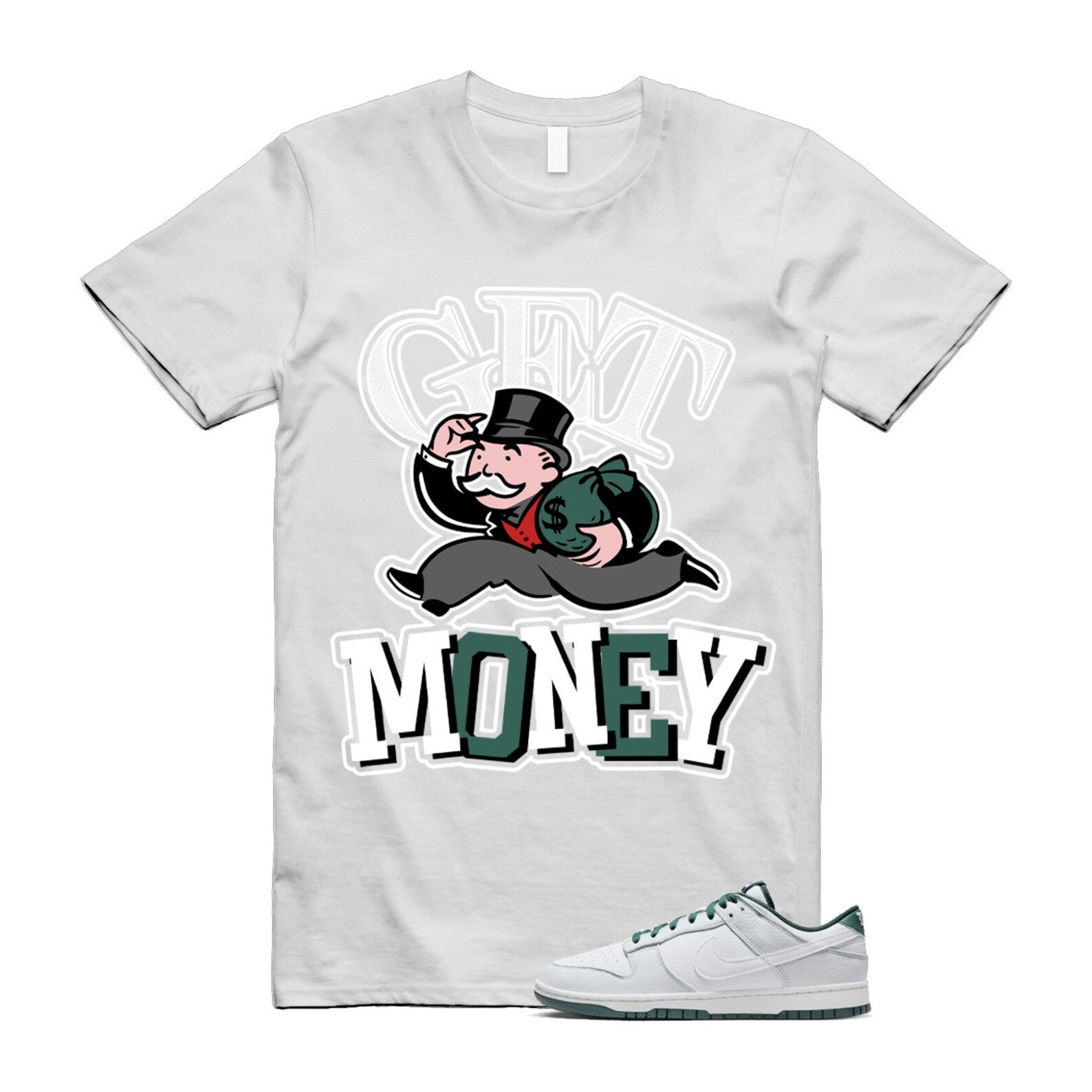 Dunk Photon Dust Vintage Green Low Retro SE White T Shirt Match GM ,HF2874-001 T-Shirt, Sneaker Match Tee