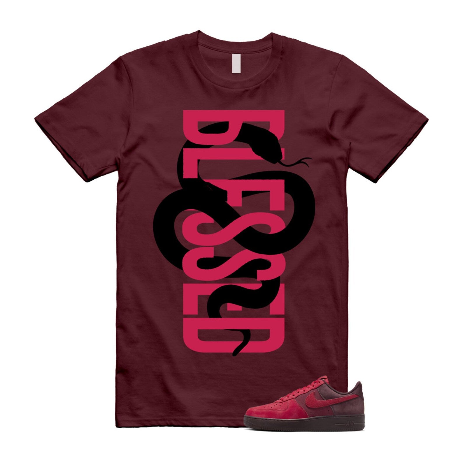 Air Force 1 Layers of Love University Red Burgundy Crush Gym Team Red Pacific Moss Low T Shirt Match SNAKEBLS ,FZ4033-657 T-Shirt, Sneaker Match Tee