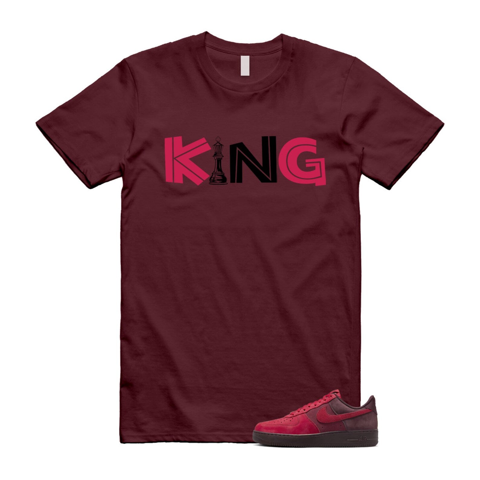 Air Force 1 Layers of Love University Red Burgundy Crush Gym Team Red Pacific Moss Low T Shirt Match KING ,FZ4033-657 T-Shirt, Sneaker Match Tee