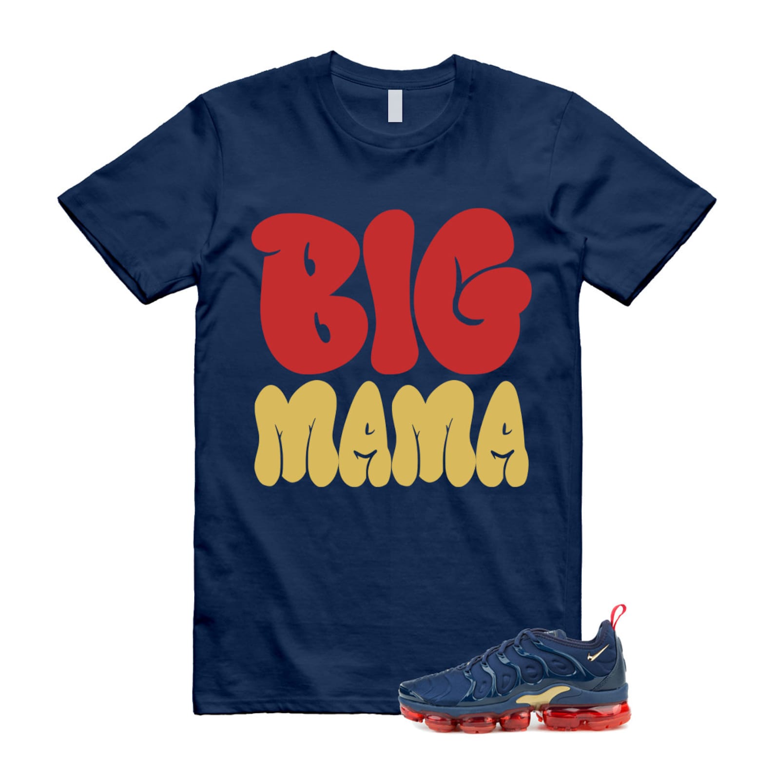 VaporMax Olympic Air Plus Midnight Navy Gold Black T Shirt Match MAMA ,924453-405 T-Shirt, Sneaker Match Tee