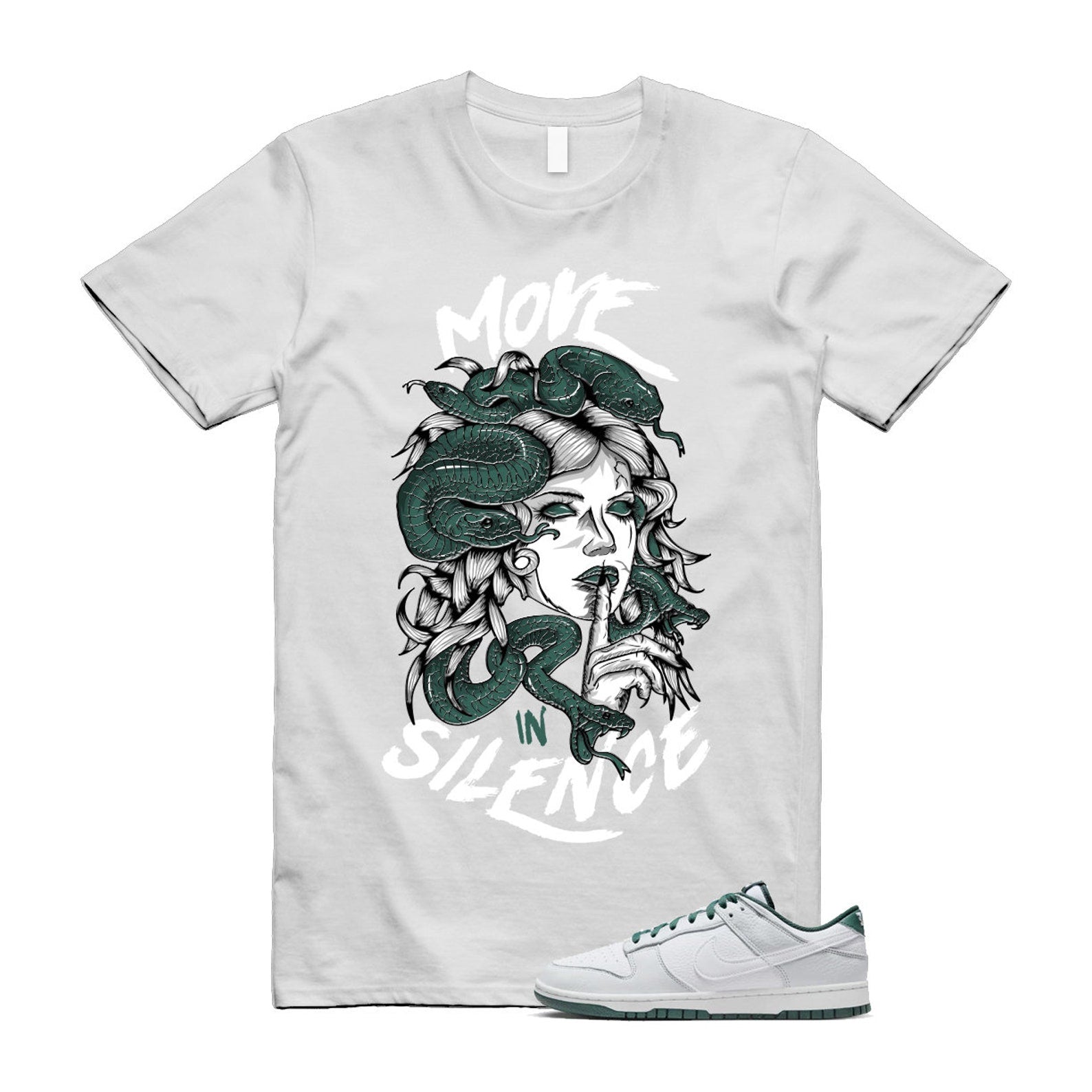 Dunk Photon Dust Vintage Green Low Retro SE White T Shirt Match MIS ,HF2874-001 T-Shirt, Sneaker Match Tee