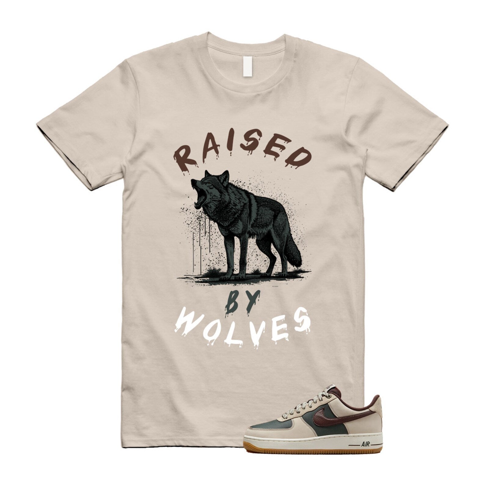 Air Force 1 Cream II Vintage Green Sail Earth '07 Brown T Shirt Match RBW ,FQ8823-236 T-Shirt, Sneaker Match Tee