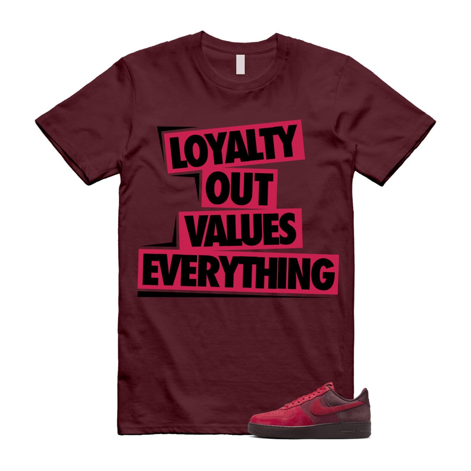 Air Force 1 Layers of Love University Red Burgundy Crush Gym Team Red Pacific Moss Low T Shirt Match LOVE ,FZ4033-657 T-Shirt, Sneaker Match Tee