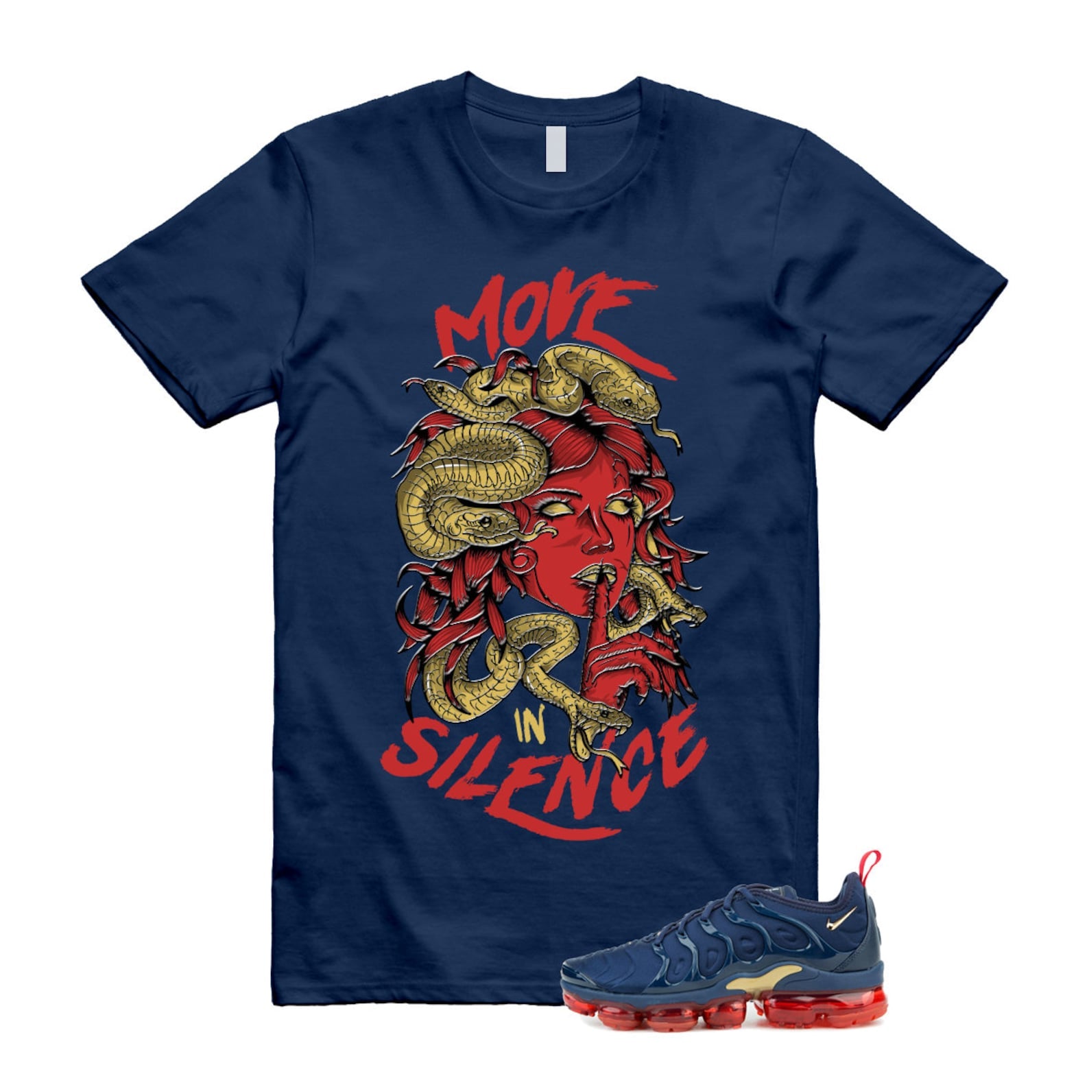 VaporMax Olympic Air Plus Midnight Navy Gold Black T Shirt Match MIS ,924453-405 T-Shirt, Sneaker Match Tee
