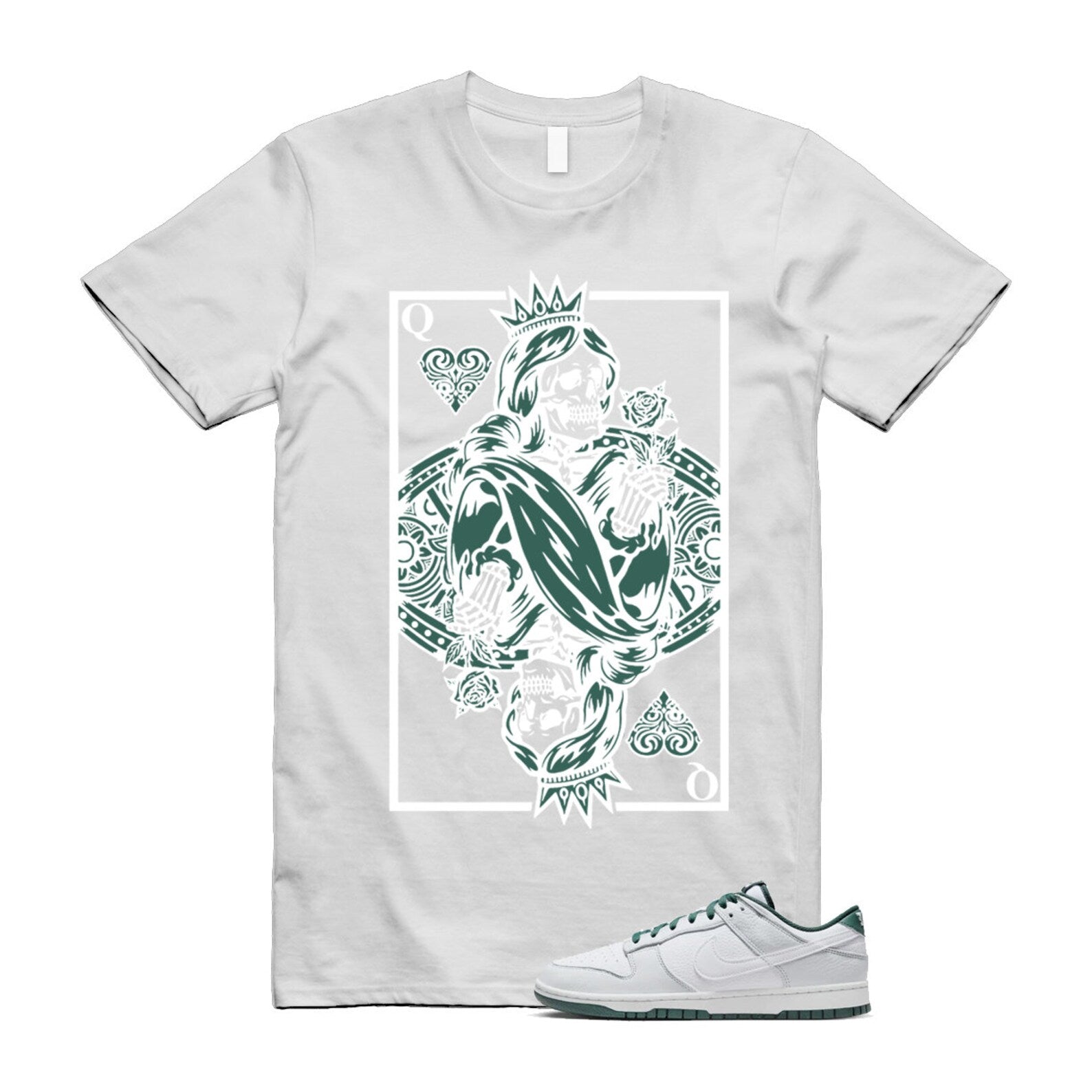 Dunk Photon Dust Vintage Green Low Retro SE White T Shirt Match QC ,HF2874-001 T-Shirt, Sneaker Match Tee