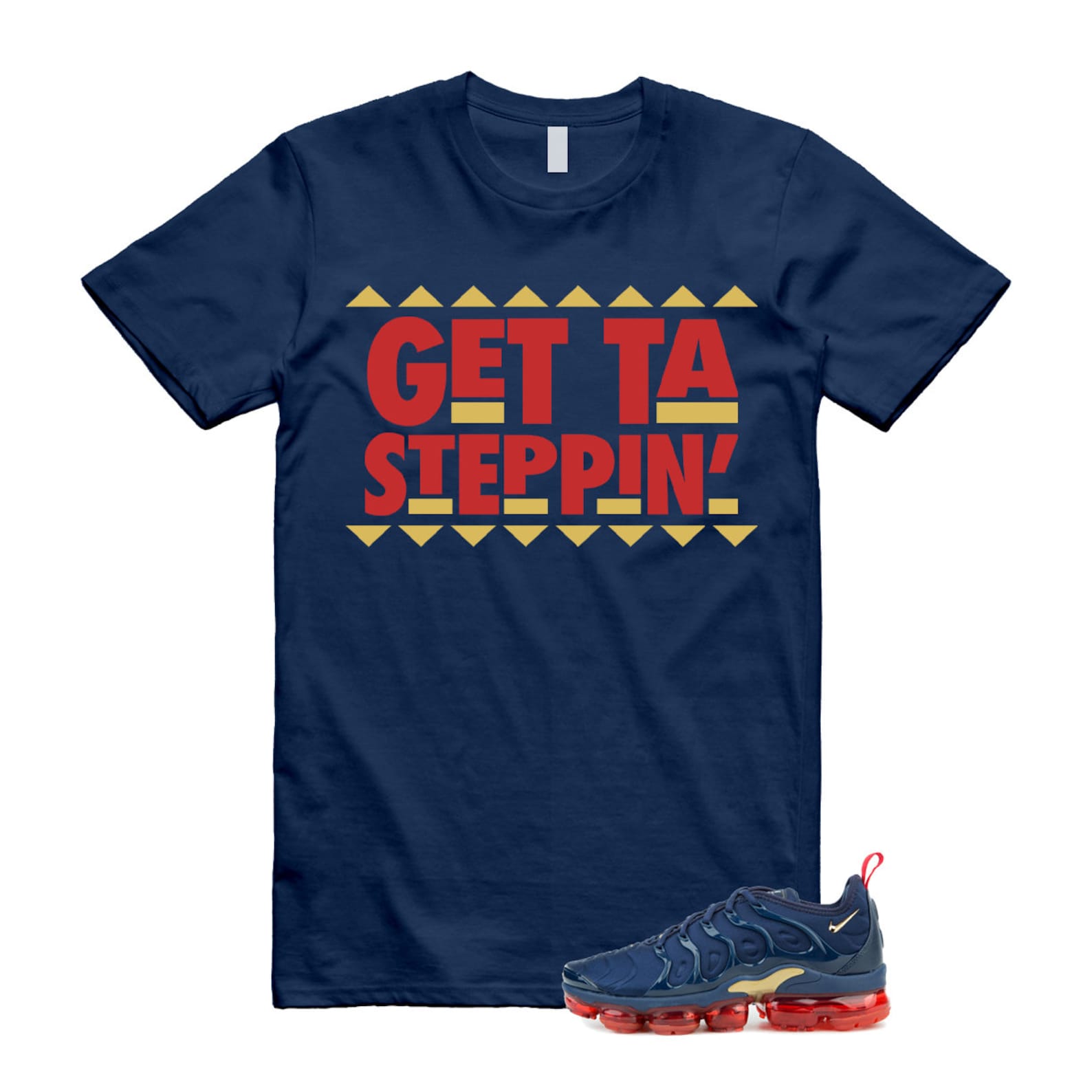 VaporMax Olympic Air Plus Midnight Navy Gold Black T Shirt Match GET ,924453-405 T-Shirt, Sneaker Match Tee