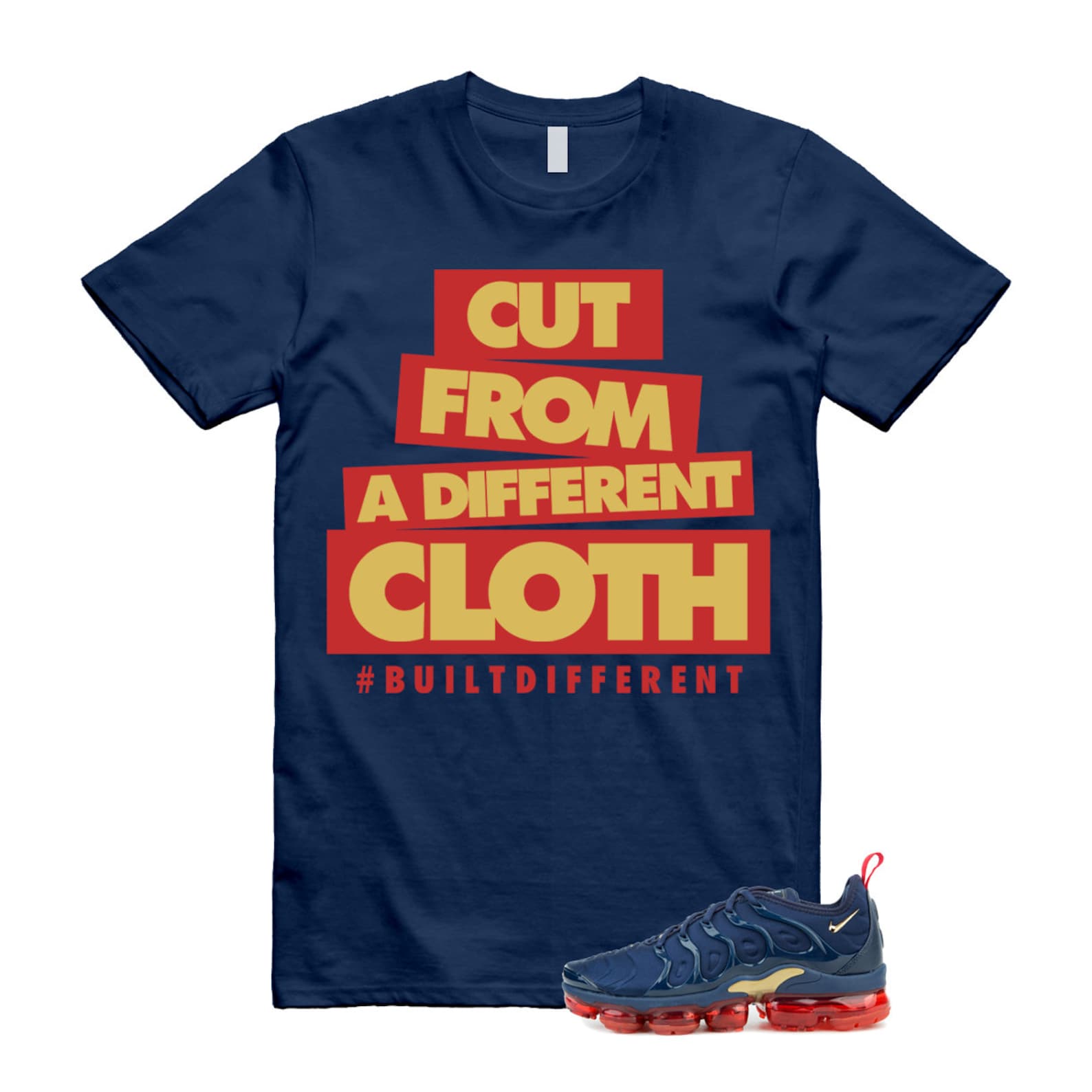 VaporMax Olympic Air Plus Midnight Navy Gold Black T Shirt Match CLOTH ,924453-405 T-Shirt, Sneaker Match Tee