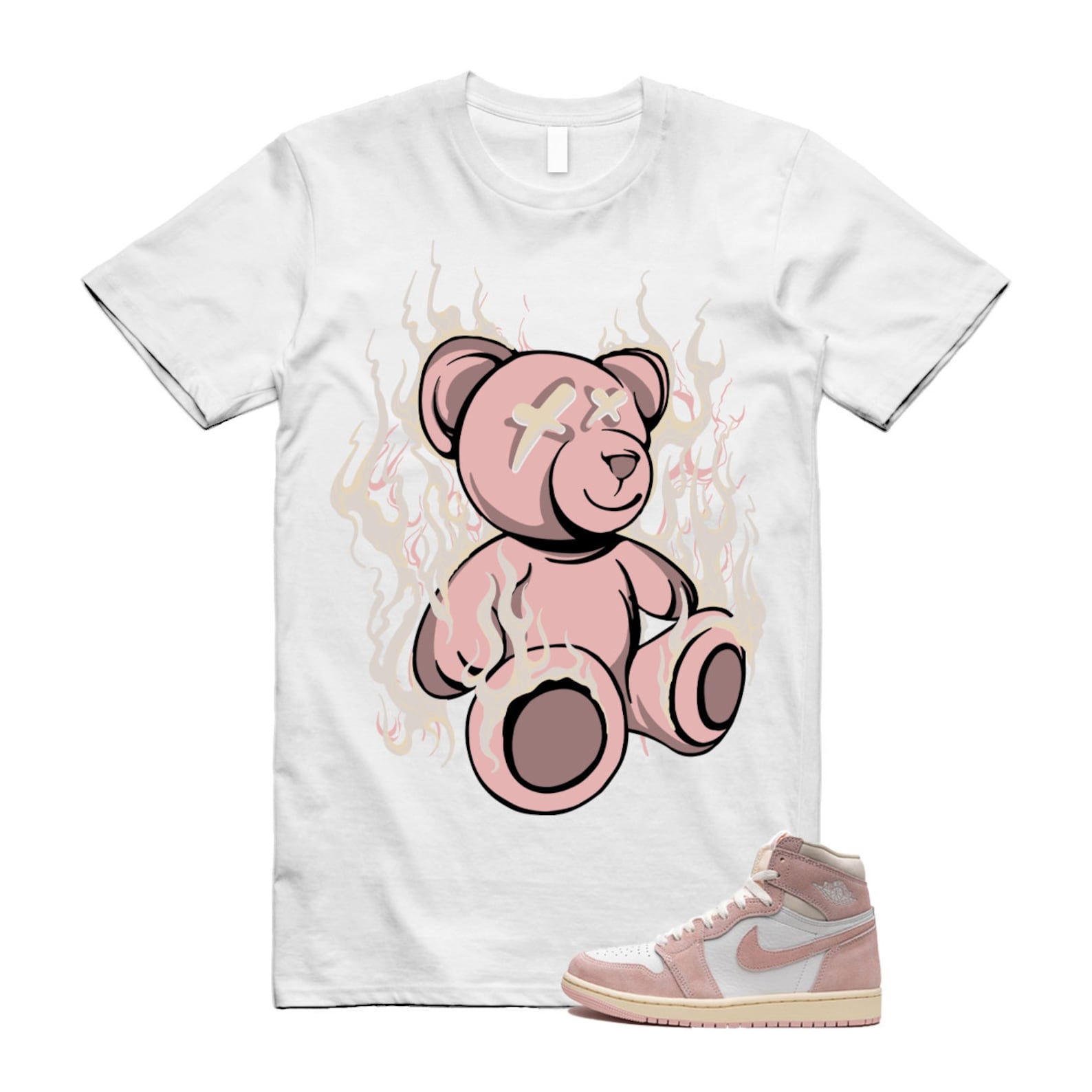 LIT T Shirt to match Air J 1 High OG WMNS Washed Pink Atmosphere White Muslin Sail ,FD2596-600 T-Shirt, Sneaker Match Tee