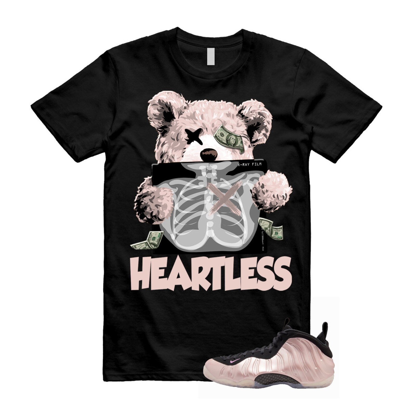 Foamposite Cherry Blossom Air One DMV Platinum Violet Pink Rise White Black T Shirt Match HEART ,HJ4187-001 T-Shirt, Sneaker Match Tee