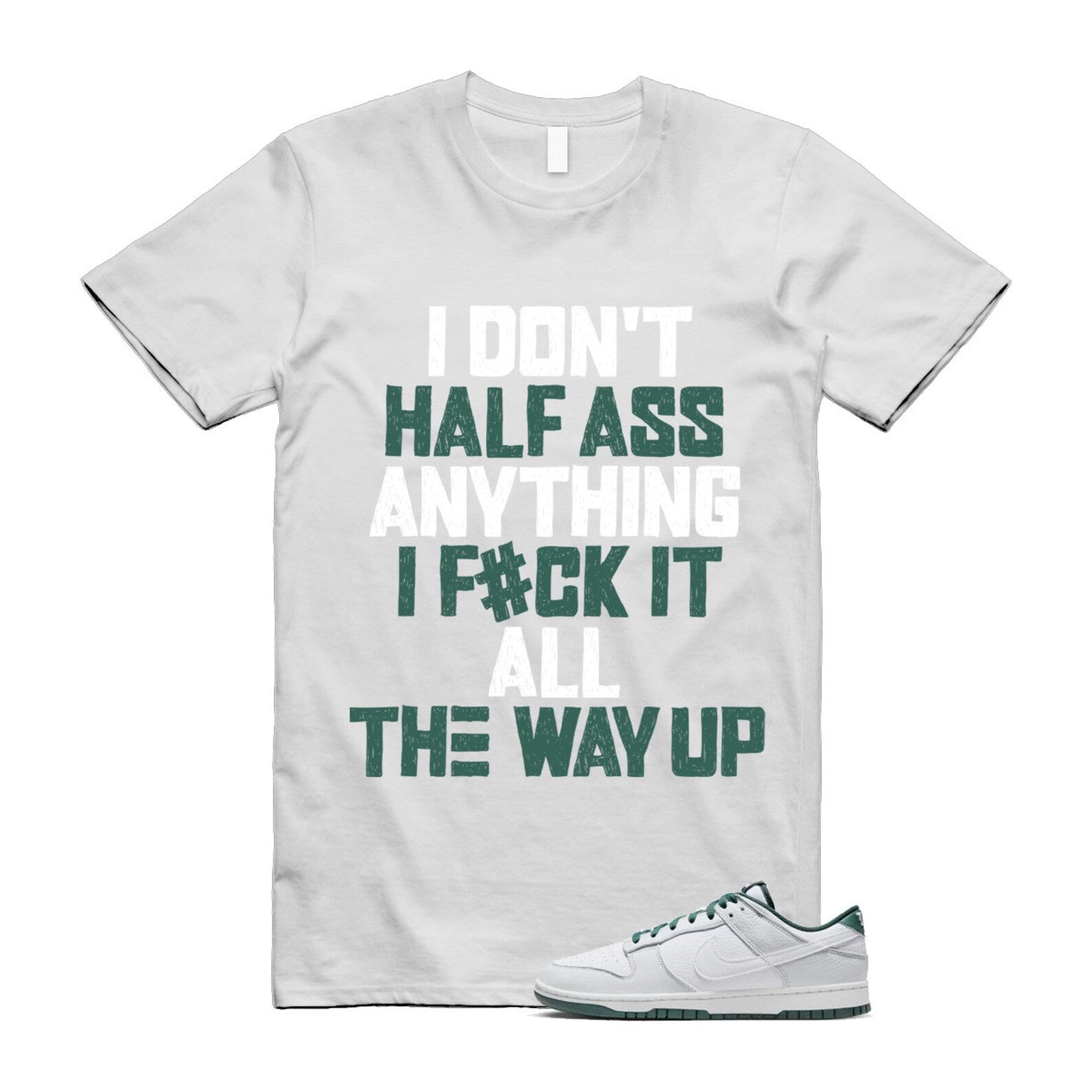 Dunk Photon Dust Vintage Green Low Retro SE White T Shirt Match HALF ,HF2874-001 T-Shirt, Sneaker Match Tee