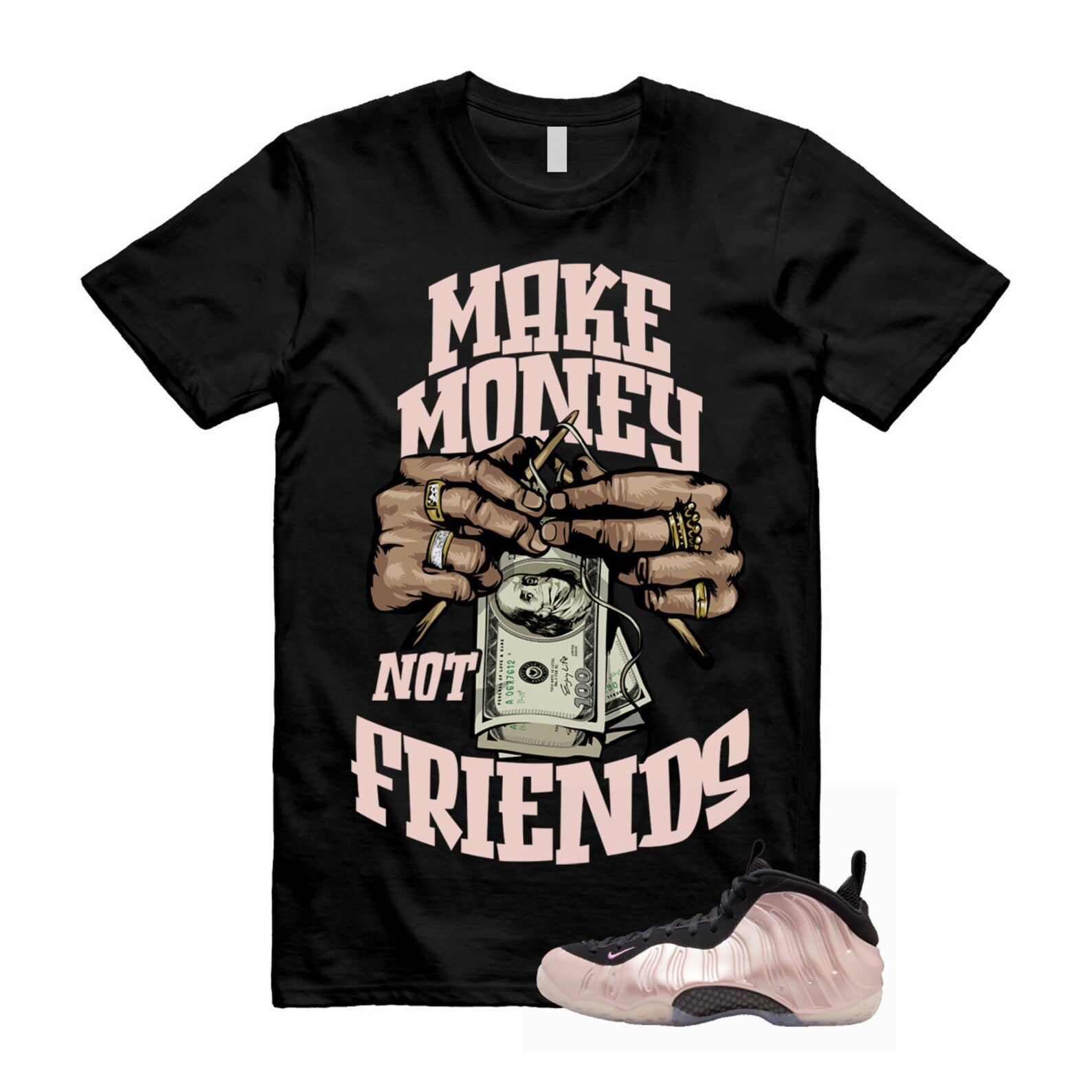 Foamposite Cherry Blossom Air One DMV Platinum Violet Pink Rise White Black T Shirt Match MM ,HJ4187-001 T-Shirt, Sneaker Match Tee