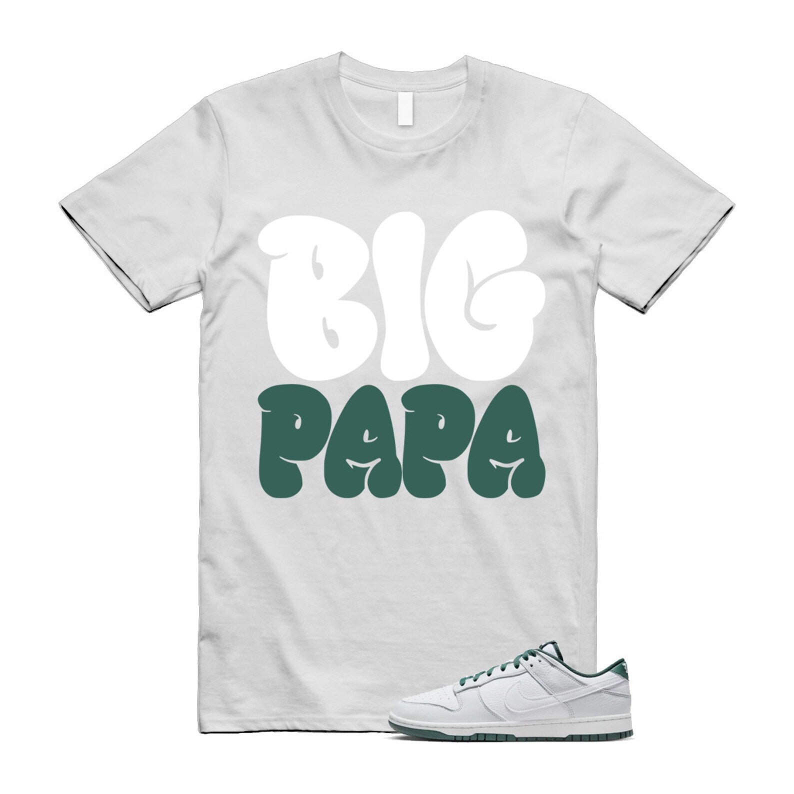 Dunk Photon Dust Vintage Green Low Retro SE White T Shirt Match PAPA ,HF2874-001 T-Shirt, Sneaker Match Tee
